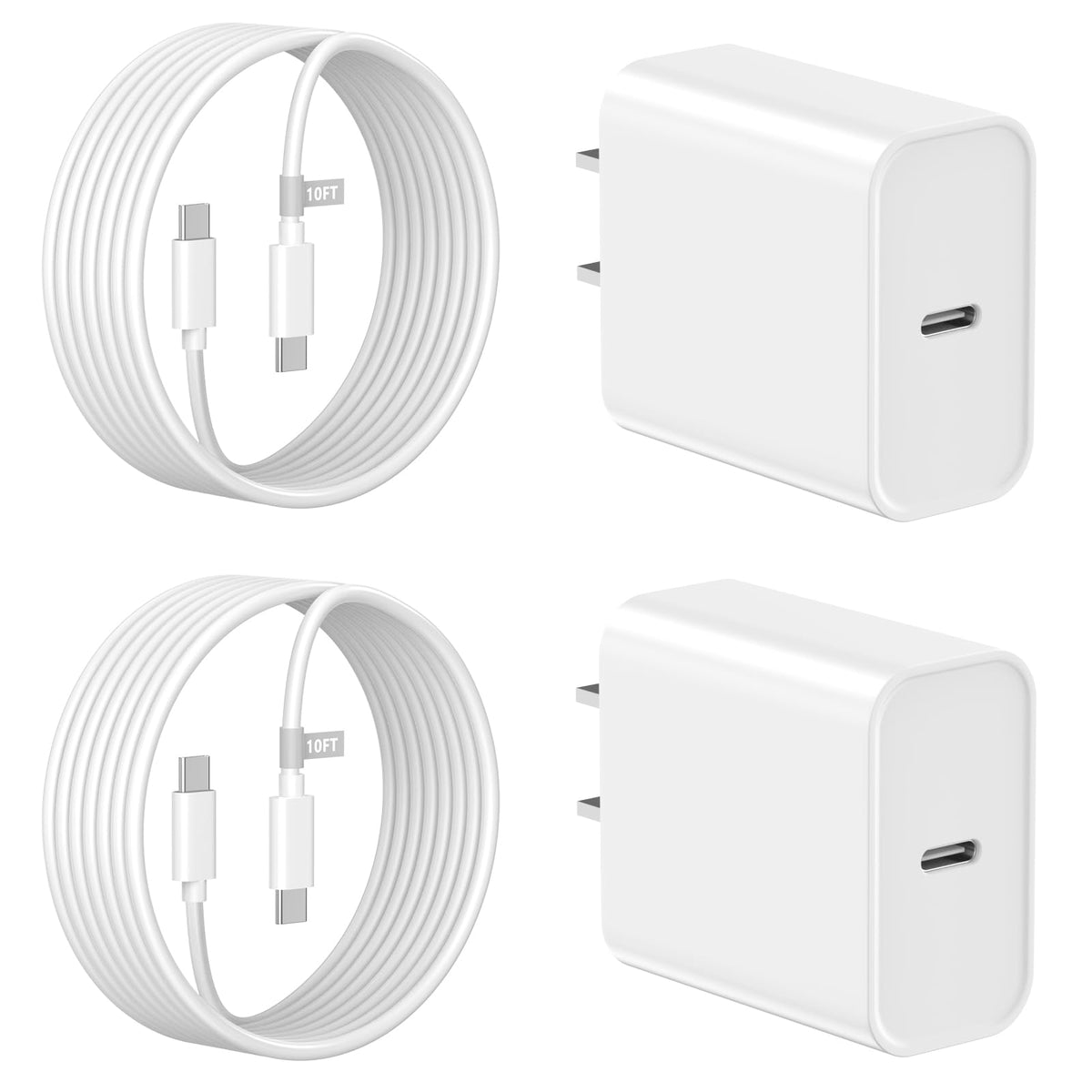 Fuhaya Iphone Charger 10 Ft, [Mfi Certified] 2 Pack 20W Usb C Charger Fast Charging Block With 10Ft Long Usb C To Lightning Cabl