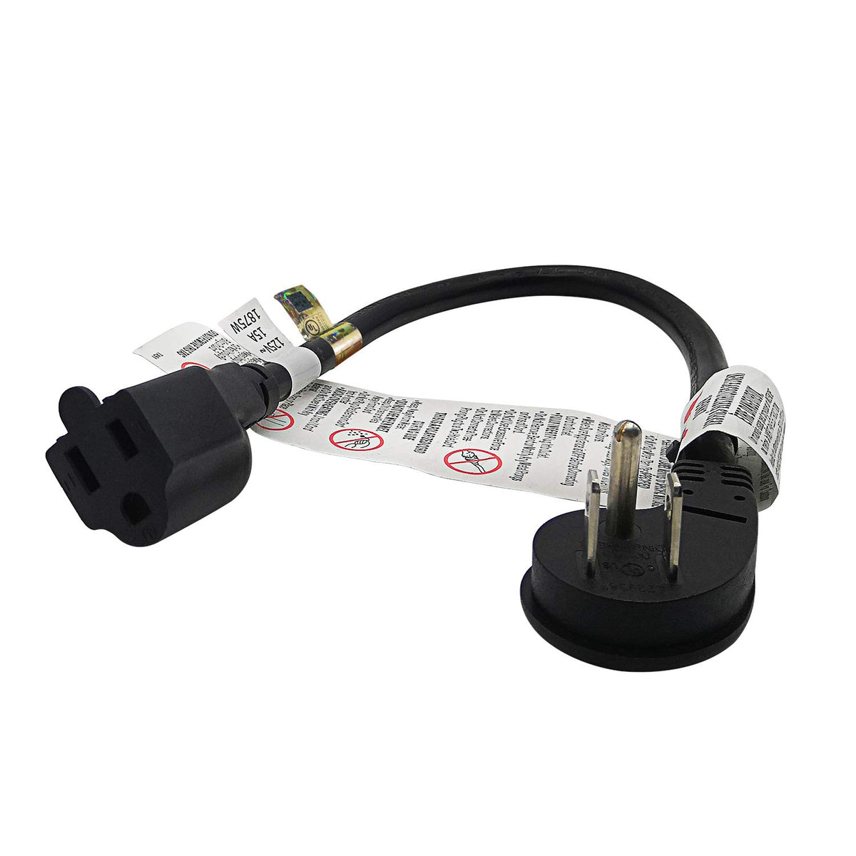 Firmerst 1875W Flat Plug Extension Cord 1 Foot, 15A 14 Awg Black