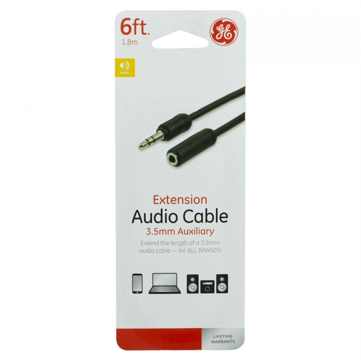 Ge 6Ft. 3.5Mm Audio Cable Extension, Male To Female Aux Cord, Dual Shielded To Reduce Signal Loss, Great Aux Cable For Car, Smar