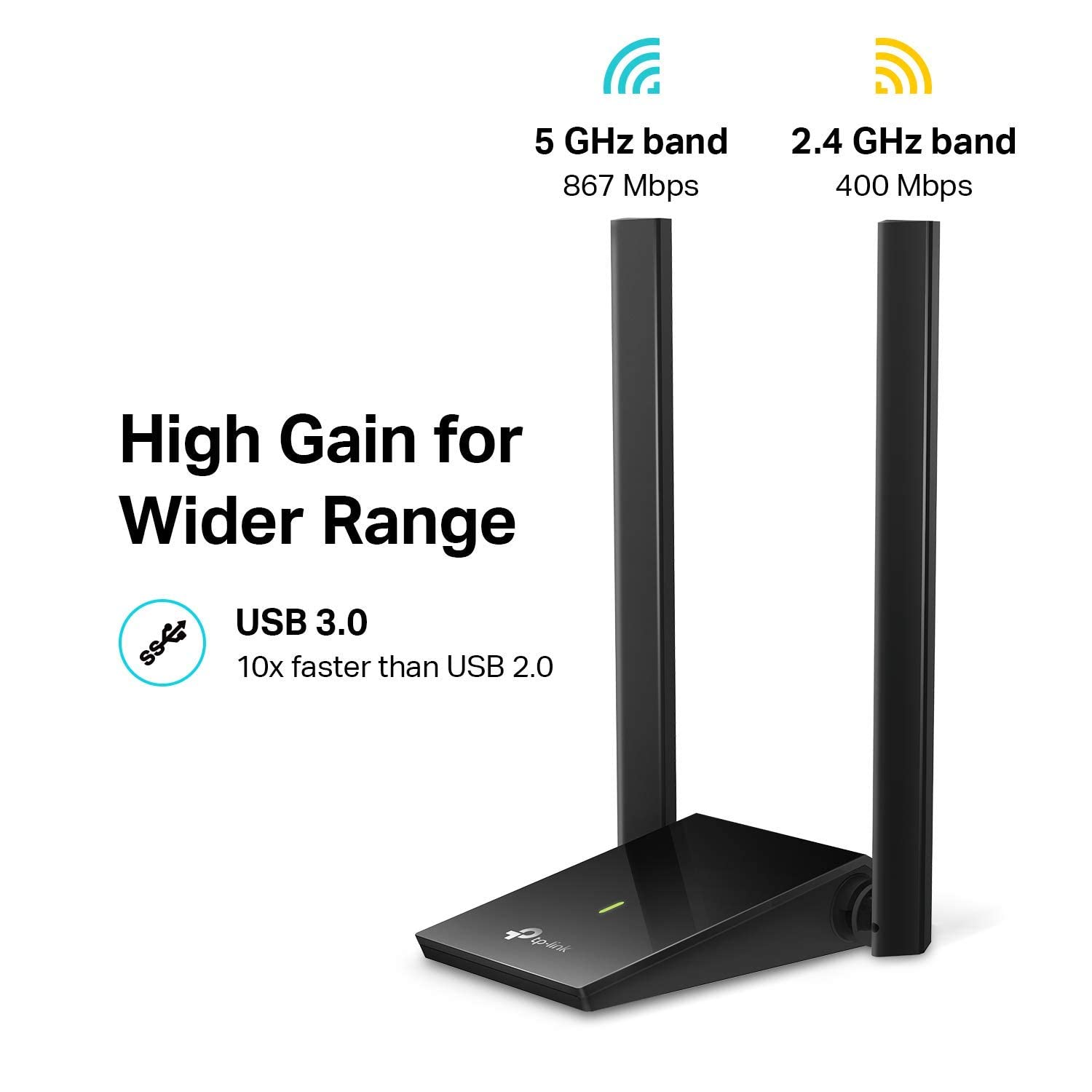 Tp Link Usb Wifi Adapter, Ac1300Mbps Dual Band 5Dbi High Gain Antenna 24Ghz 5Ghz Wireless Network Adapter For Desktop Pc (Archer