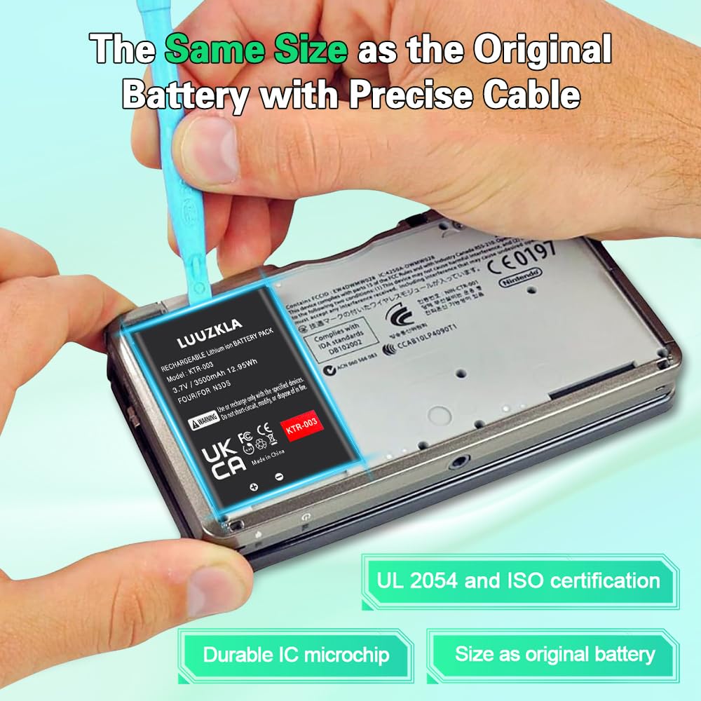 Luuzkla 3500Mah Ktr 003 Battery, (2024 New Upgrade) Compatible With Nintendo New 3Ds/Ktr 003 Game Console, With Full Tool Kit