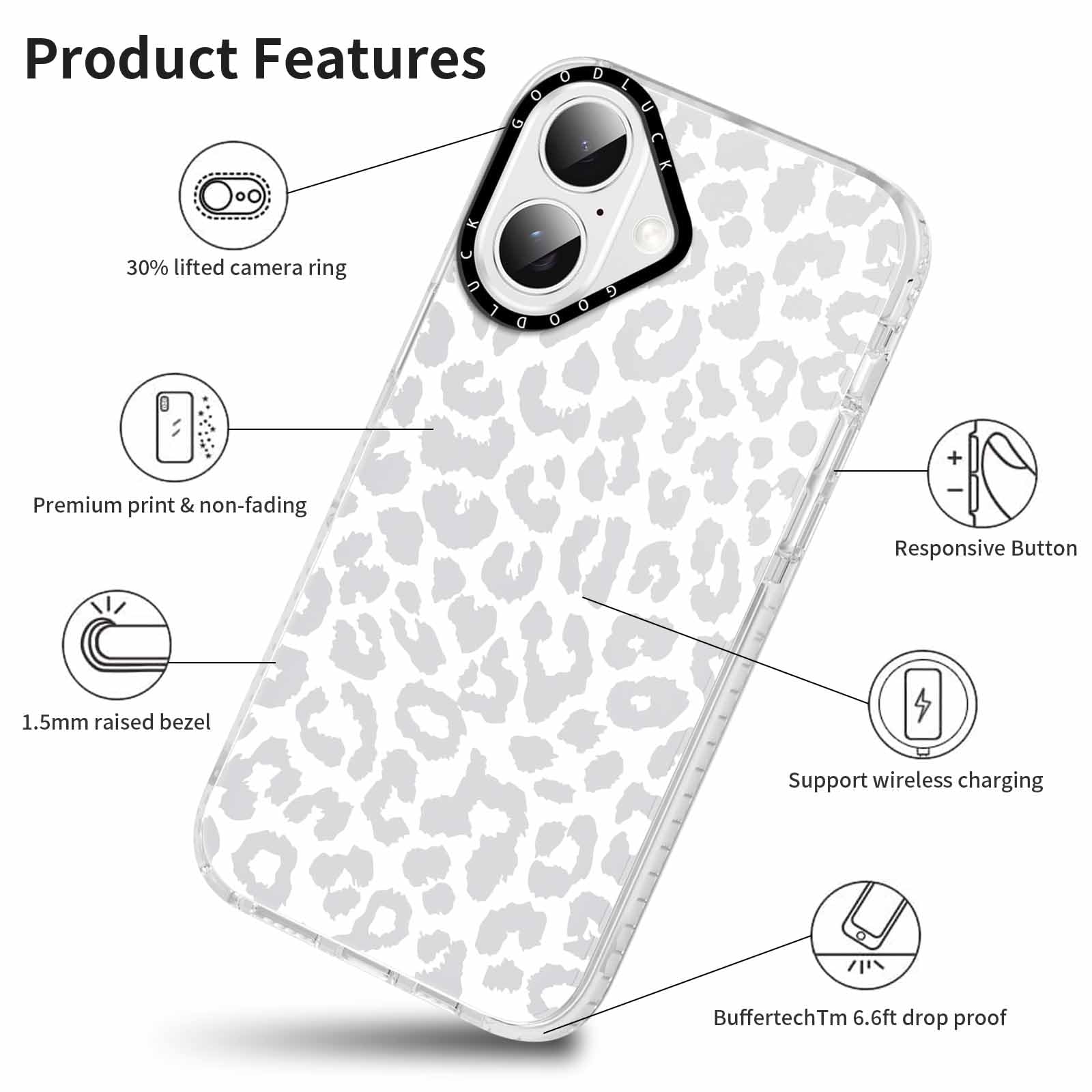 Rumdey 2 Pack Cute Clear Cheetah Leopard Phone Case For Iphone 16 Plus 6.7 Inch, Aesthetic Trendy Soft Slim Fashion Protective S