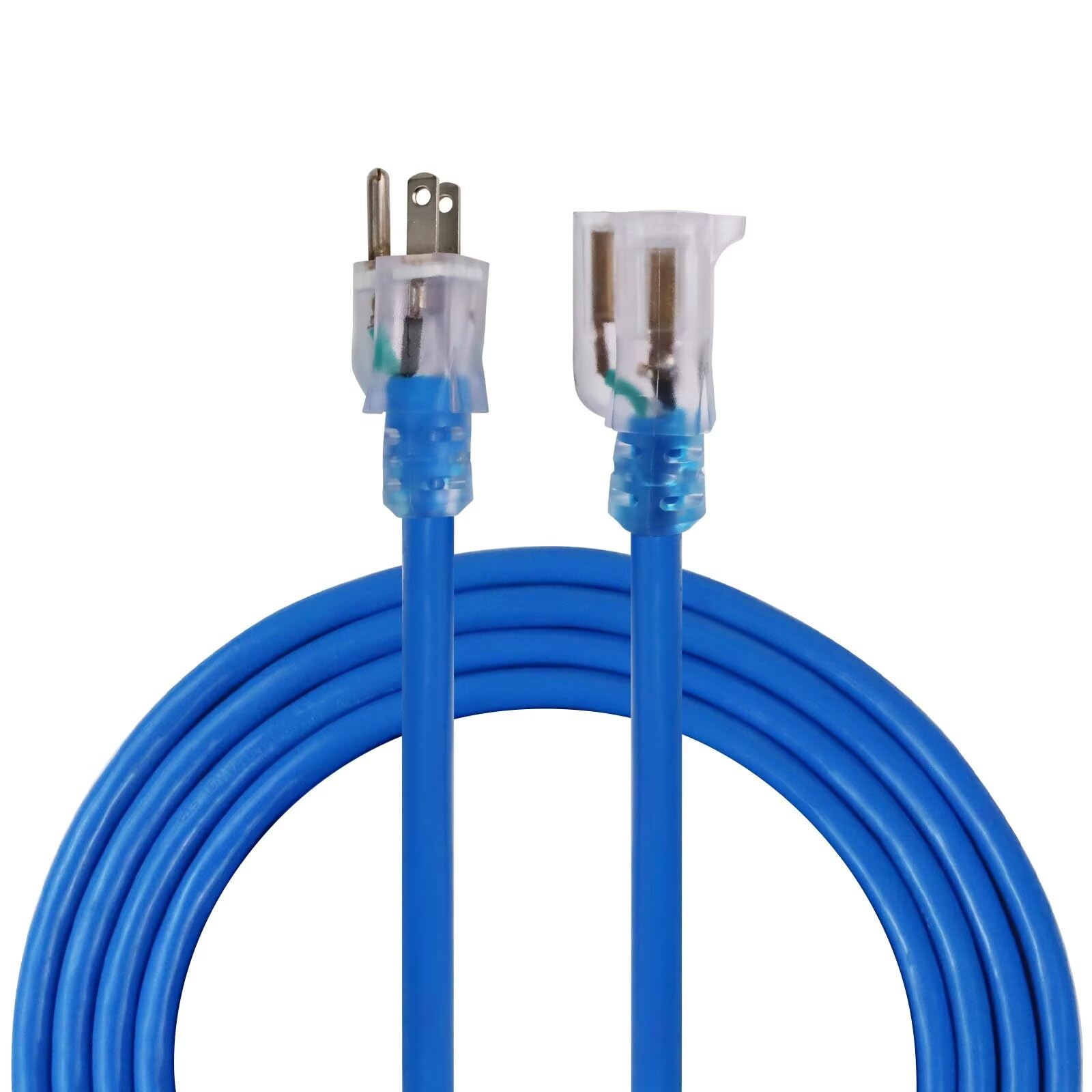 Ultra Explorer Indoor Outdoor Extension Cord Waterproof 10 Ft, 12 Gauge Heavy Duty Blue Extension Cord Sjtw, Flexible Cold Resis