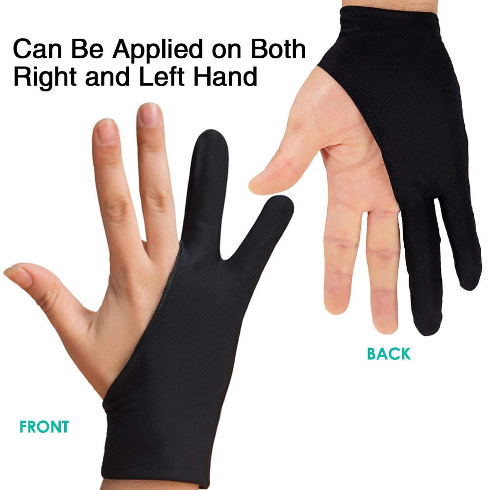 Gzingen 5 Pieces Artist Glove For Drawing Tablet, Two Finger Tablet Drawing Gloves, Digital Artist Gloves For Graphics Pen Drawi