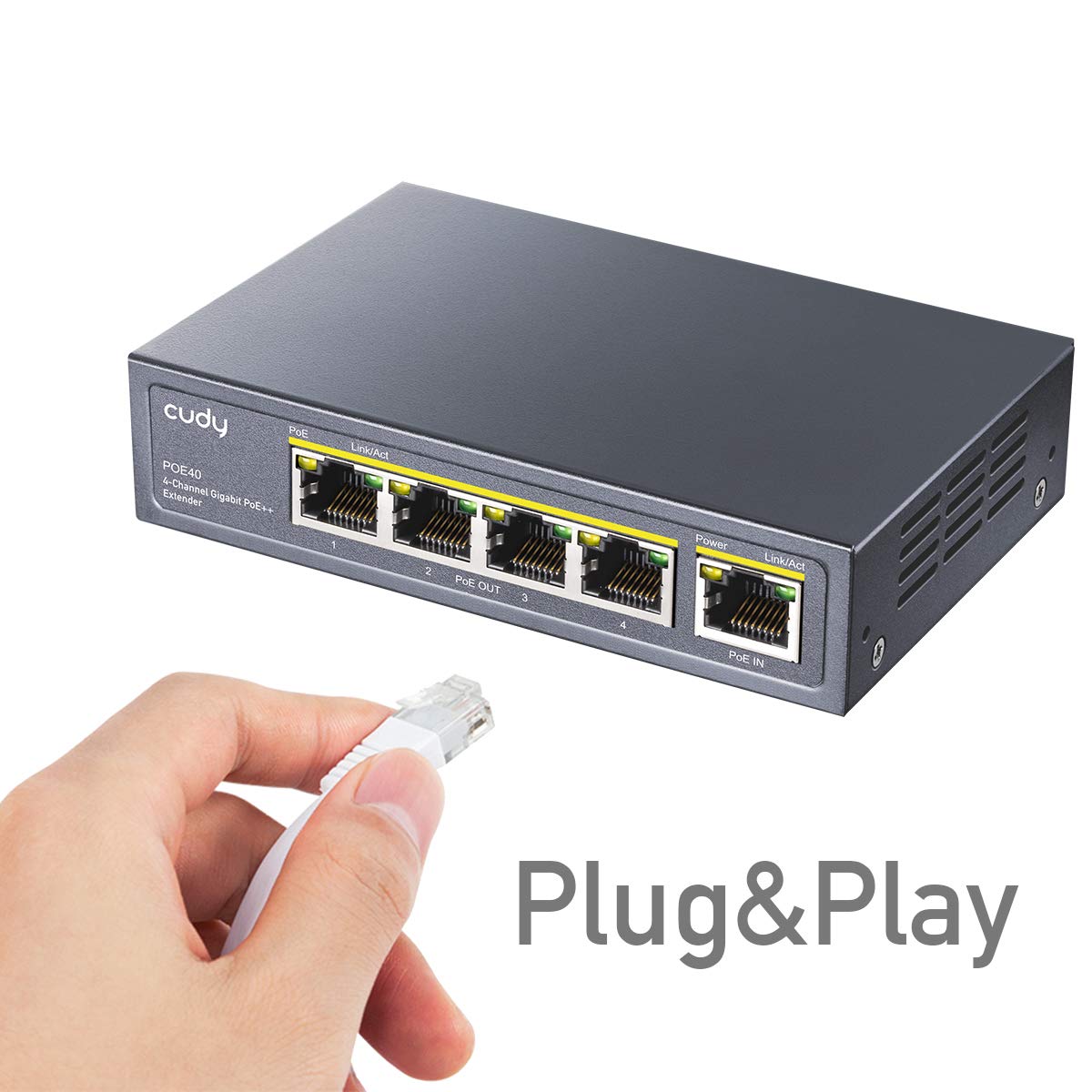 Cudy 4 Port Gigabit Poe Extender, 10/100/1000Mbps, 4 Channel Poe Repeater, Poe Amplifier, Poe Booster, Wall Mount, Comply With I