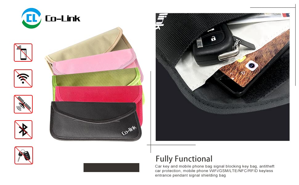 Co Link Cell Phone Anti Tracking Anti Spying Gps Rfid Signal Blocker Pouch Case Bag Handset Function Bag (Black)