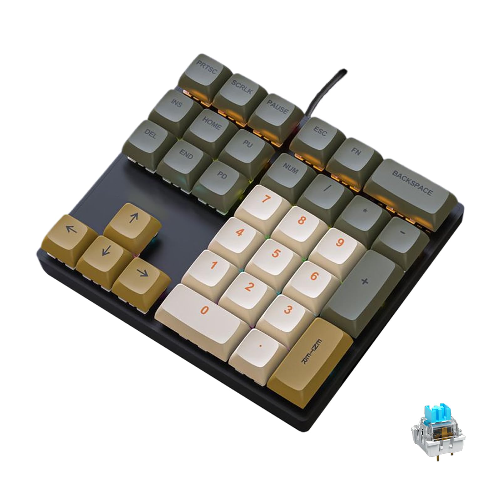 LINKEET Mechanical Numpad Rainbow Backlit Clicky Blue Switches Wired USB Number Pad 33-Key NKRO Numeric Keypad with XDA PBT Keyc