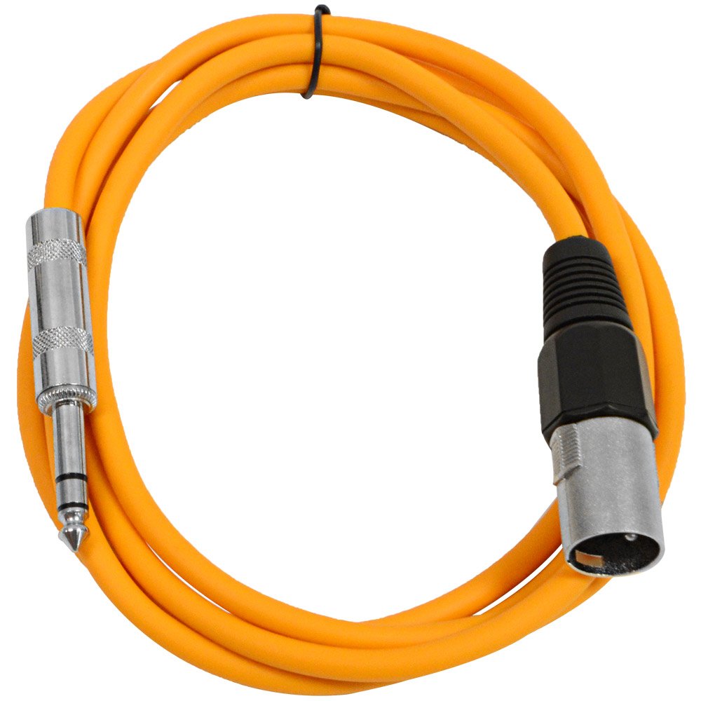 Seismic Audio   Satrxl M6   Orange 6' Xlr Male To 1/4'' Trs Patch Cable