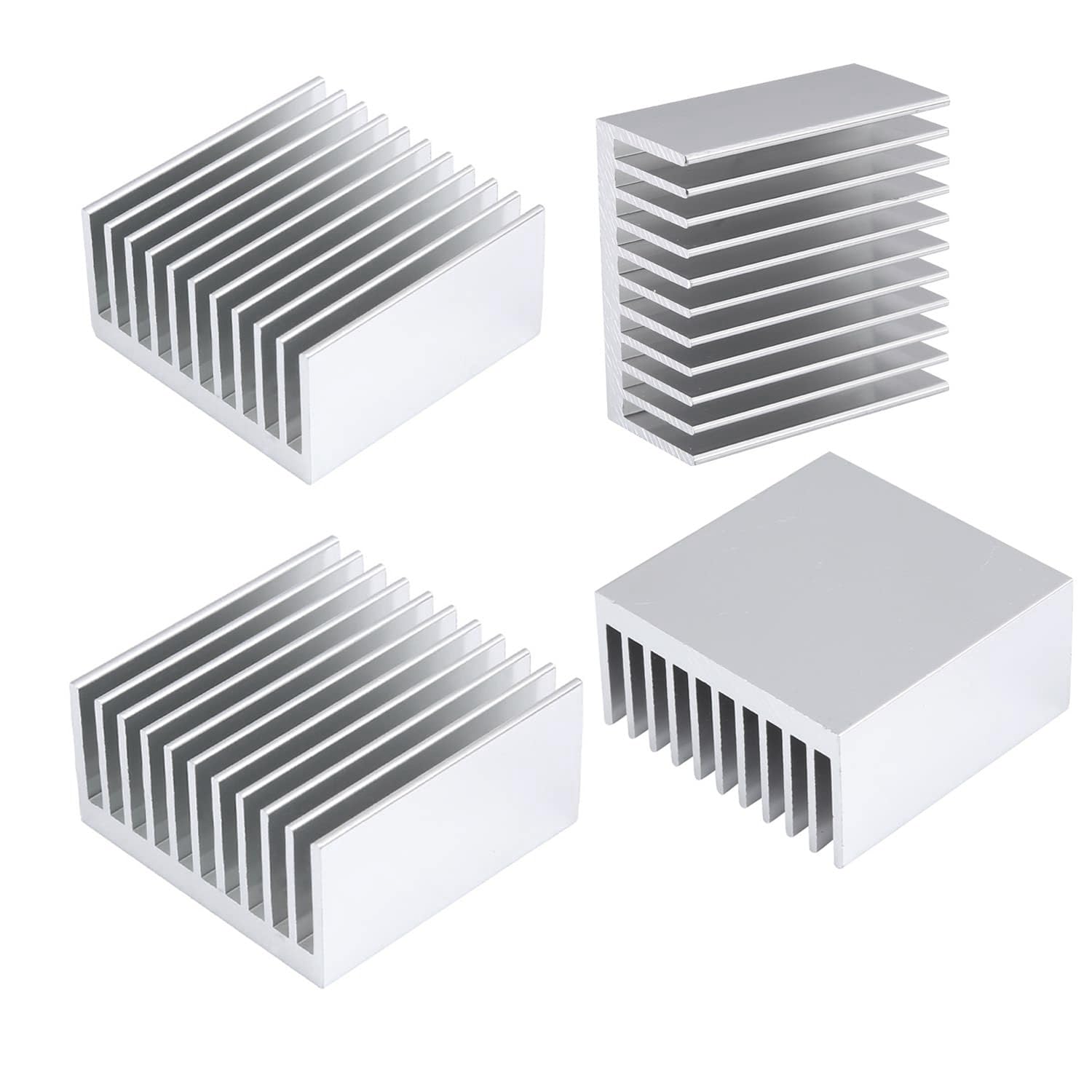 4Pcs Heatsink 40Mm X 40Mm X 20Mm/ 1.57'X1.57'X0.79' Aluminium Heatsink Kit Sync Cooler Cooling Fins For Electronics Computer Vrm Led Memory Chip Peltier Module 3D Printer Stepper Motor (40X40X20Mm)
