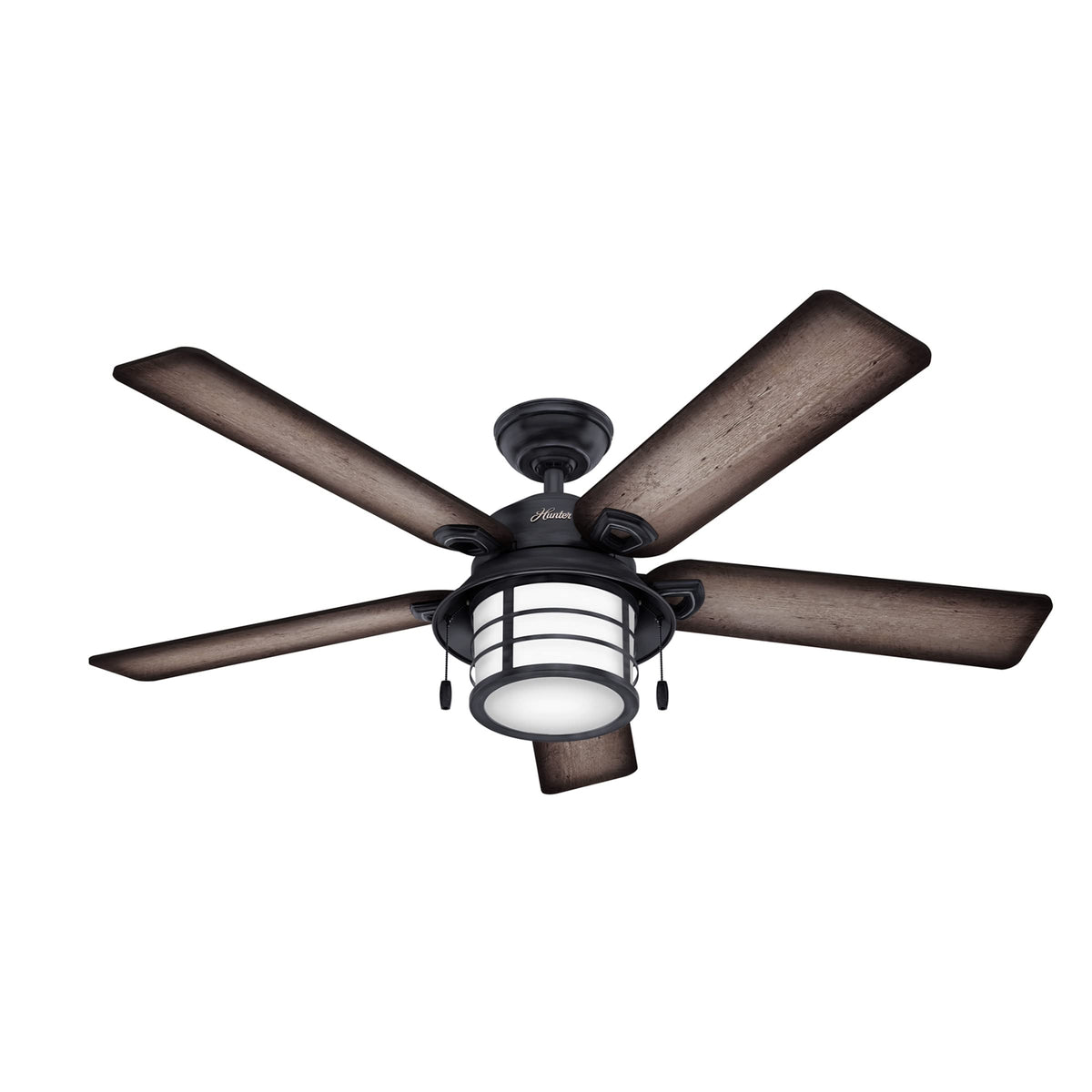 Hunter Ceiling Fan With Light, Key Biscayne Indoor/Outdoor Ceiling Fans, 2 Led Lights, Pull Chain Control, Weathered Zinc, 54 In