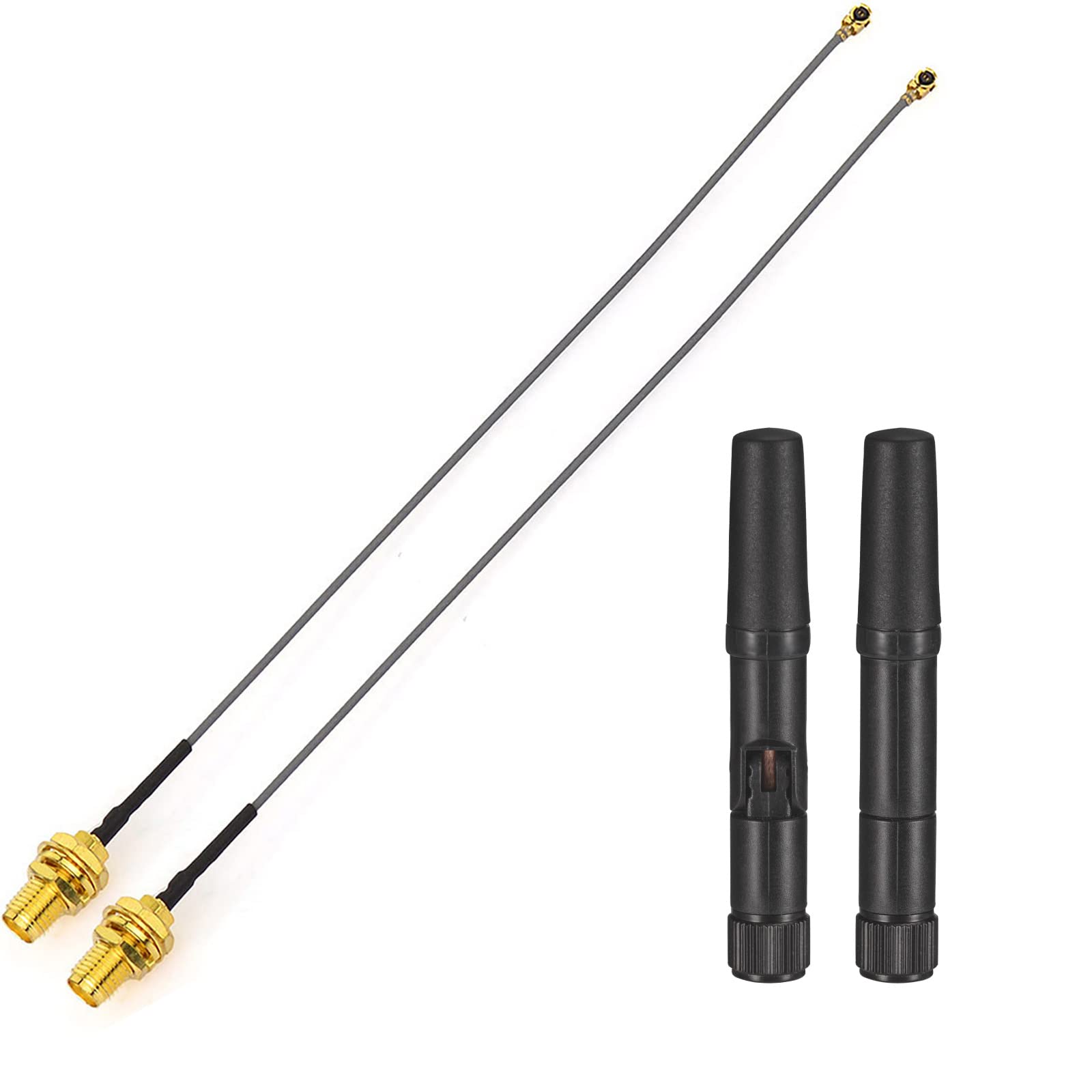 Eightwood Dual Band Small Wifi Antenna 2.4Ghz 5Ghz Rp Sma Male Antenna With U.Fl Ipx To Rp Sma Female Cable 6In (4 Pack) For Min