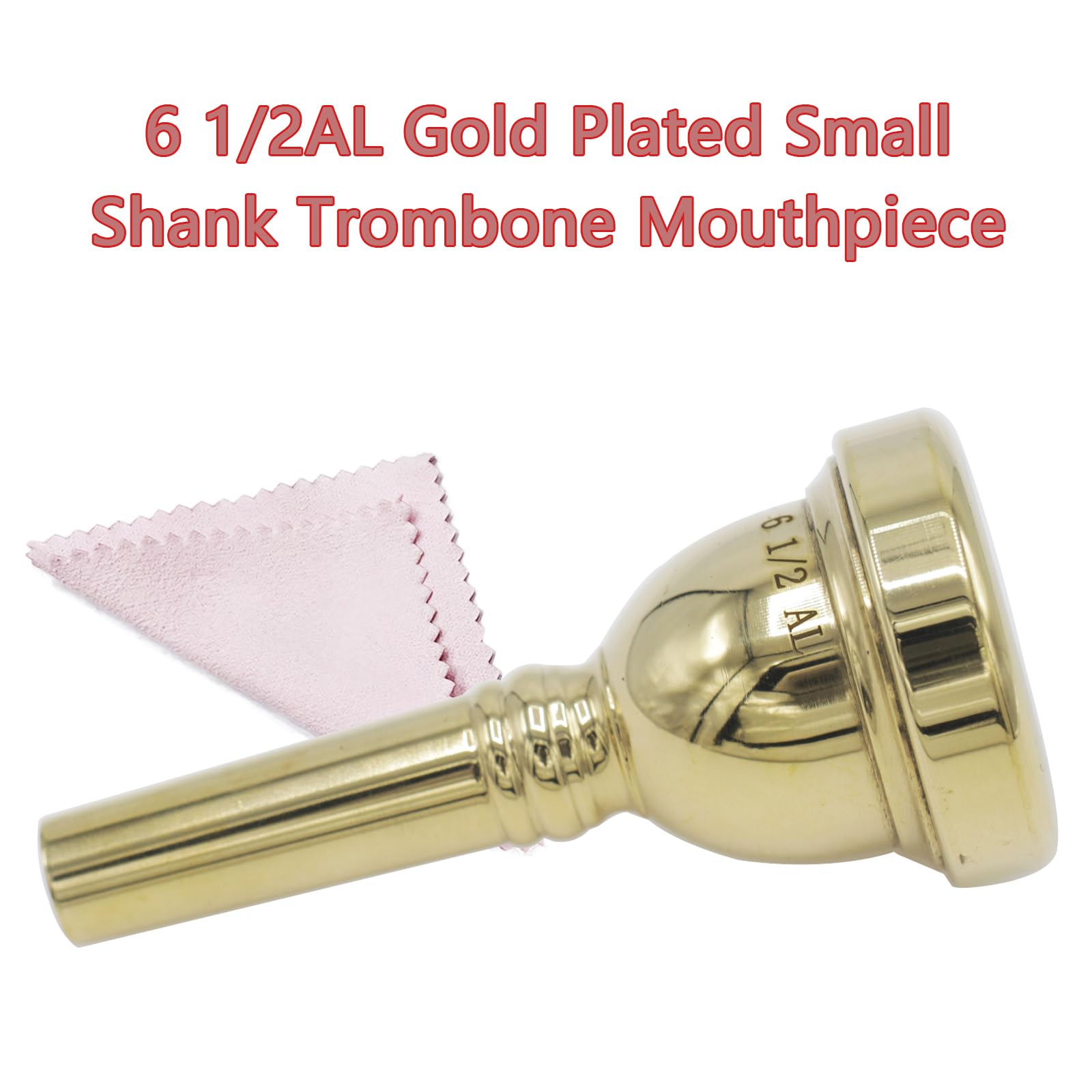 CashBeat Trombone Mouthpiece 6 1/2AL Gold Plated Copper for Euphonium, Baritone & Tenor Trombone, Model C241018