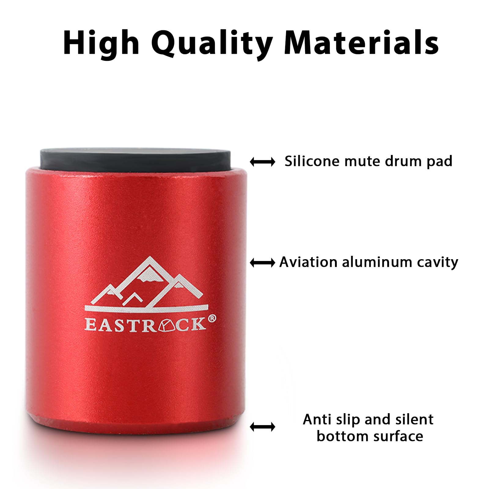 Eastrock Mini Practice Drum Pad With Stand, 2.16 Inches Double Sided Silent Drum Pad, Silicone Dumb Drum For Beginners,Red