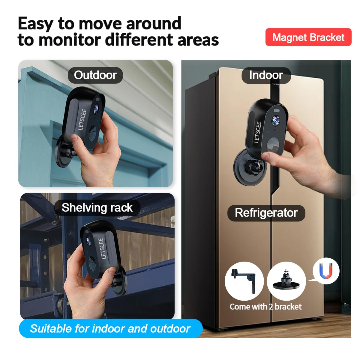 Letscee Security Cameras Wireless Outdoor Or Indoor,Alexa Cameras For Home Security Outside With Night Vision,2 Way Audio,Motion