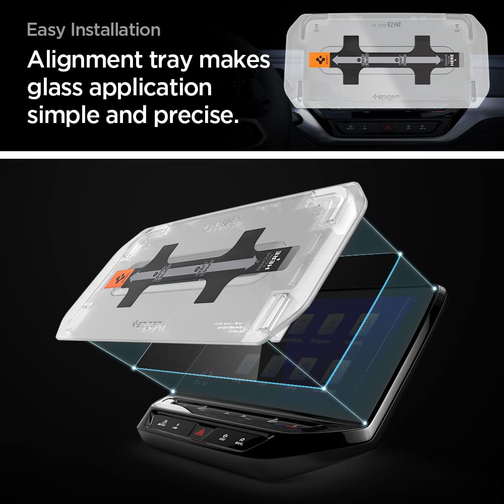 Spigen Tempered Glass Screen Protector [Glastr Ez Fit] Designed For Designed For Volkswagen Id.4 Pro S (2021/2022/2023) 12 Inch Dashboard Touchscreen   Matte/Anti Fingerprint