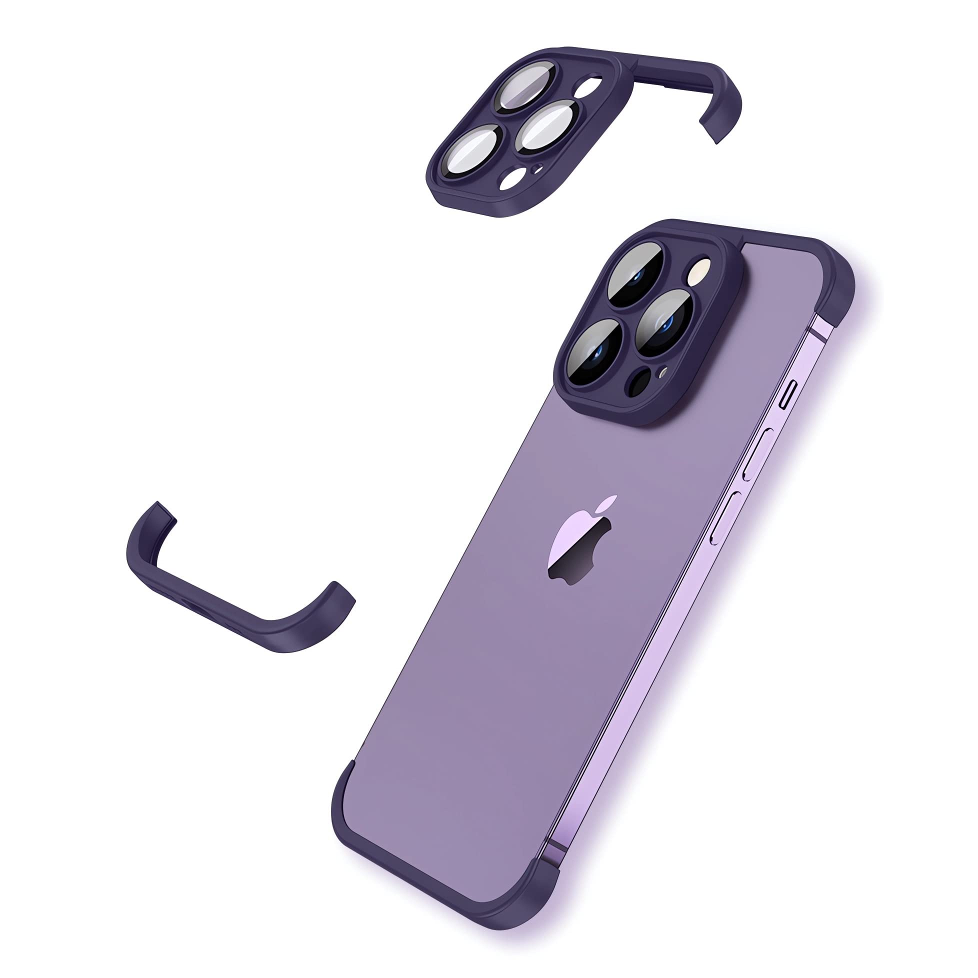LEKEVO Frameless Fit for iPhone 14 Pro Max Case with Camera Lens Protector, Slim Soft TPU Shockproof Phone Cover, Minimalist Yet