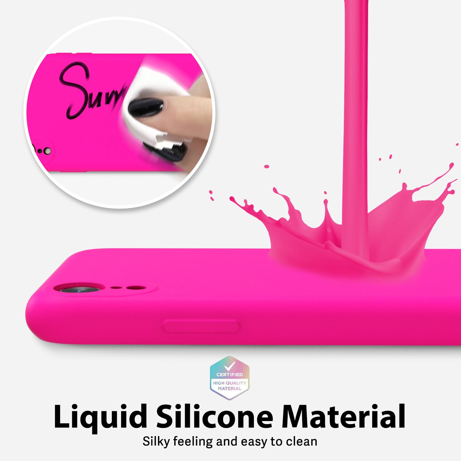 Oakxco For Iphone Xr Phone Case Liquid Silicone, Neon Bright Solid Color, Thin Slim Soft Rubber Gel Matte Tpu Plain Simple Cover