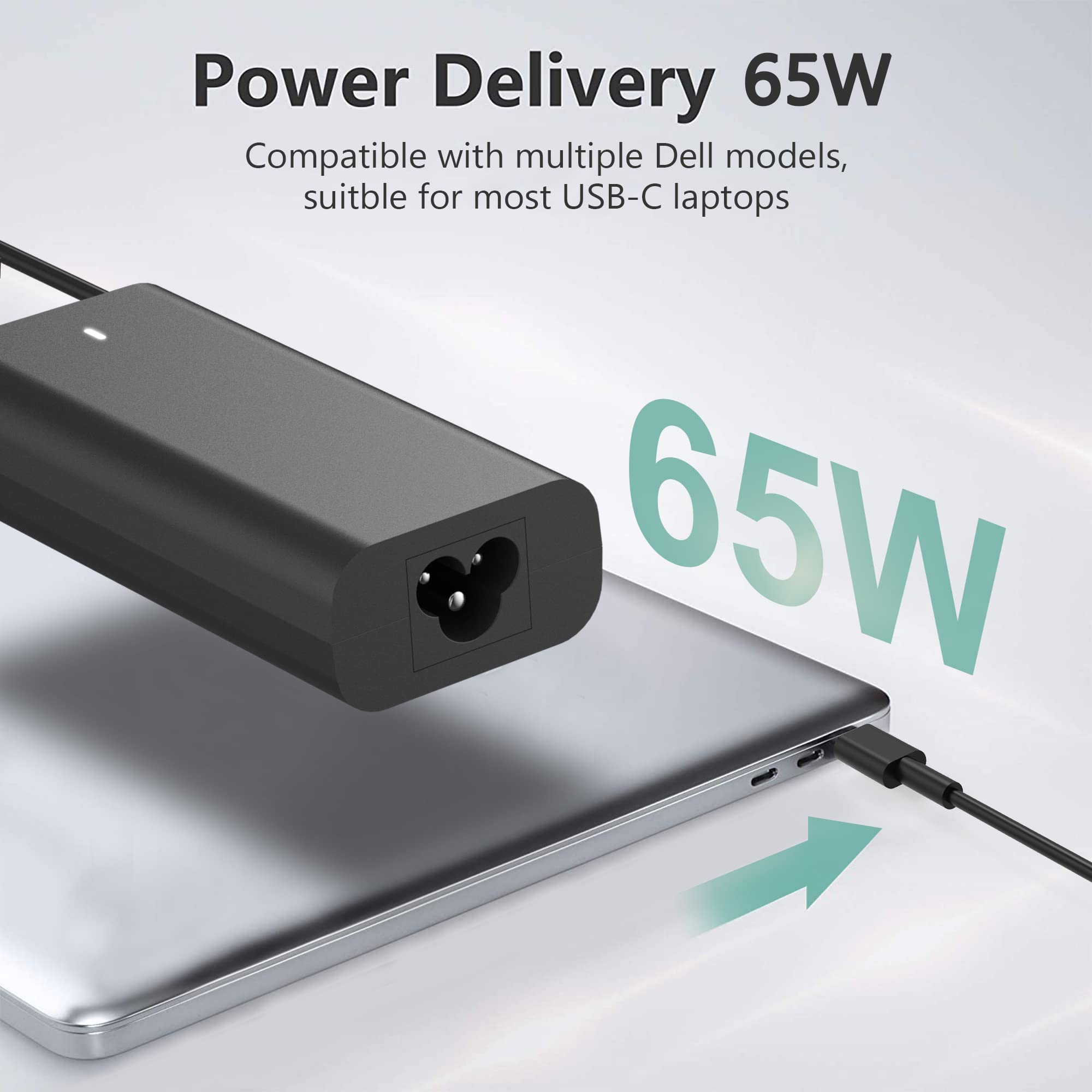 New Slim 65W Usb C Laptop Charger For Dell Latitude Xps Chromebook Charger Fast Charging Type C Travel Laptop Power Adapter