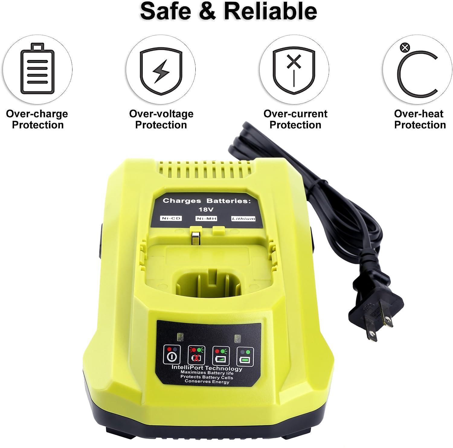 18 Volt P117 Rapid Charger Replace For Ryobi 12V 18V Battery One+ Lithium Ion/Nicad/Nimh Battery P102 P108 P189 P197 P103 P105 P