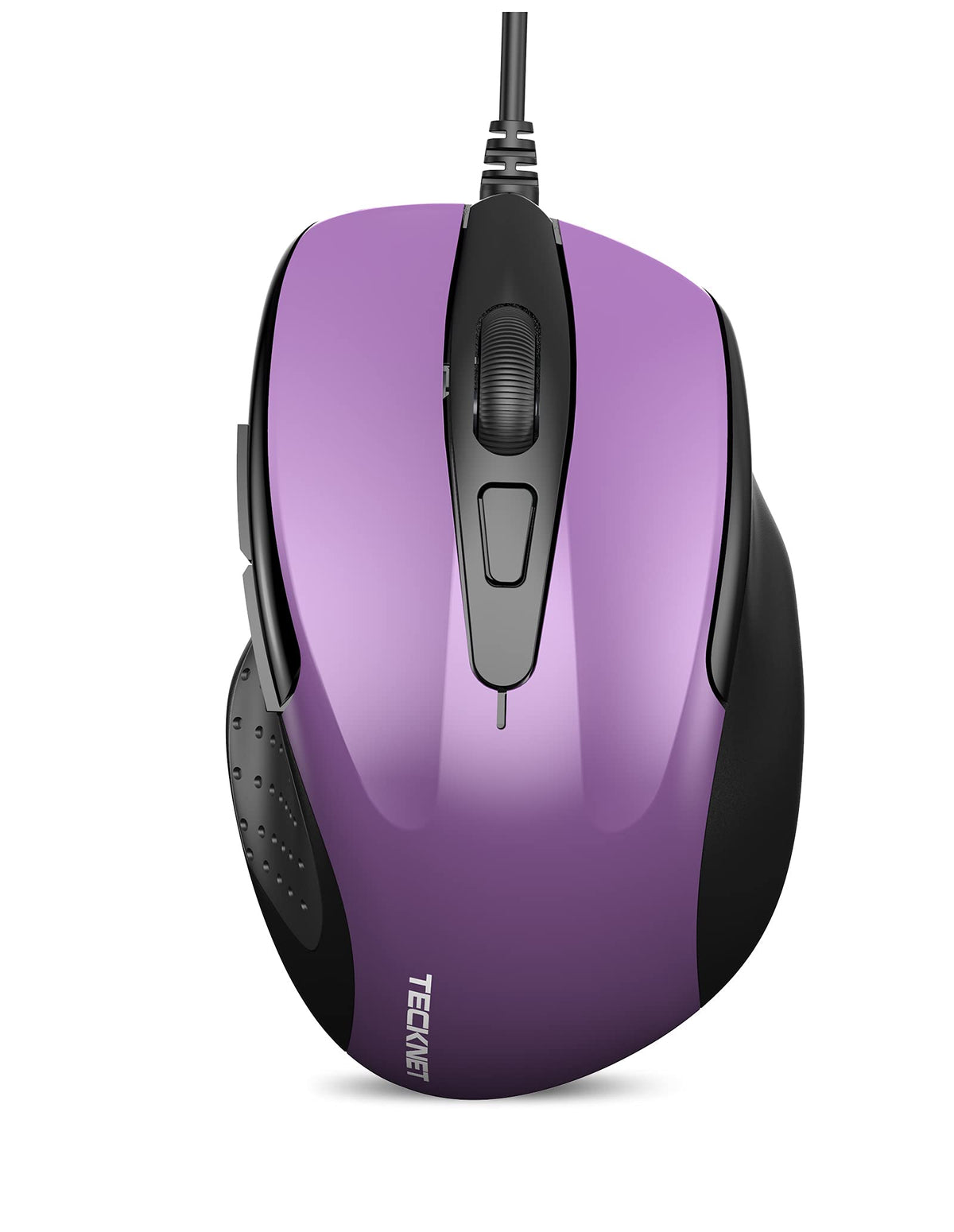 Tecknet Usb Wired Mouse, 6-Button Corded Mouse With 4 Adjustable Dpi, Optical Computer Mouse With Ergonomic Design And 5Ft Cord For Laptop, Chromebook, Pc, Desktop, Mac, Notebook-Purple