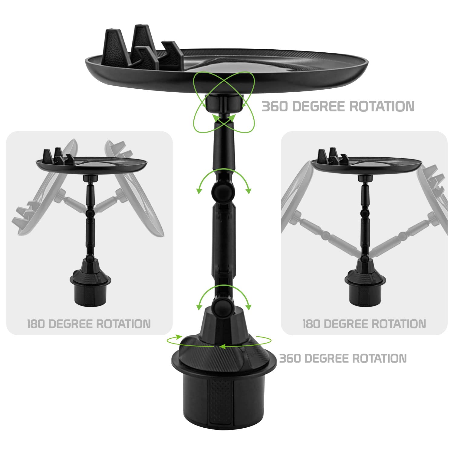 Car Cup Holder Mount Phone Holder With Food Tray Compatible For Apple Iphone, Samsung Galaxy, Lg, Moto Google Pixel (Food Tray)