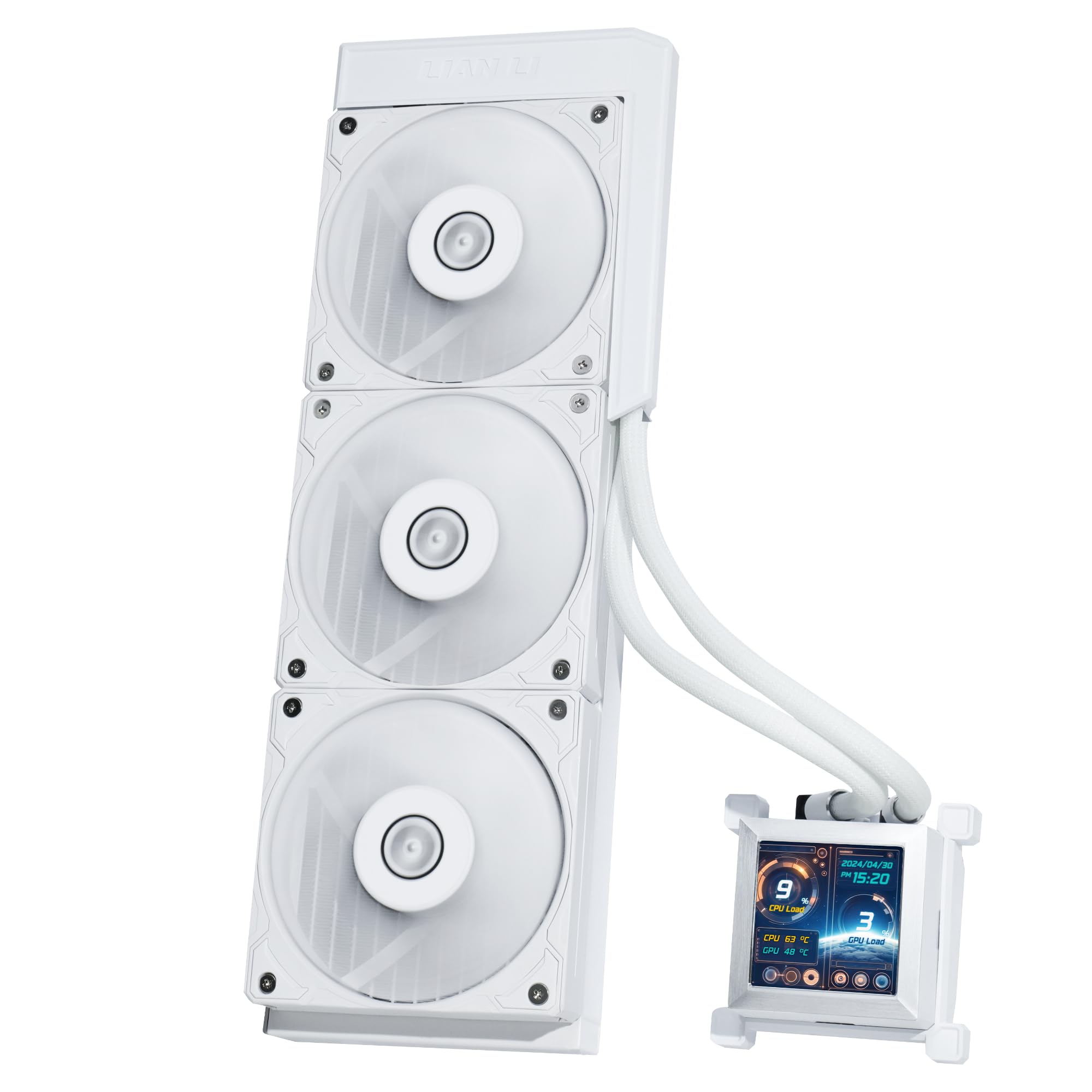 Lian Li Hydroshift 360 AIO - Pre-installed 3 x 28MM Fans - Side-Mounted Coolant Pathway - 2.88    LCD Screen - 480    480 Resolu