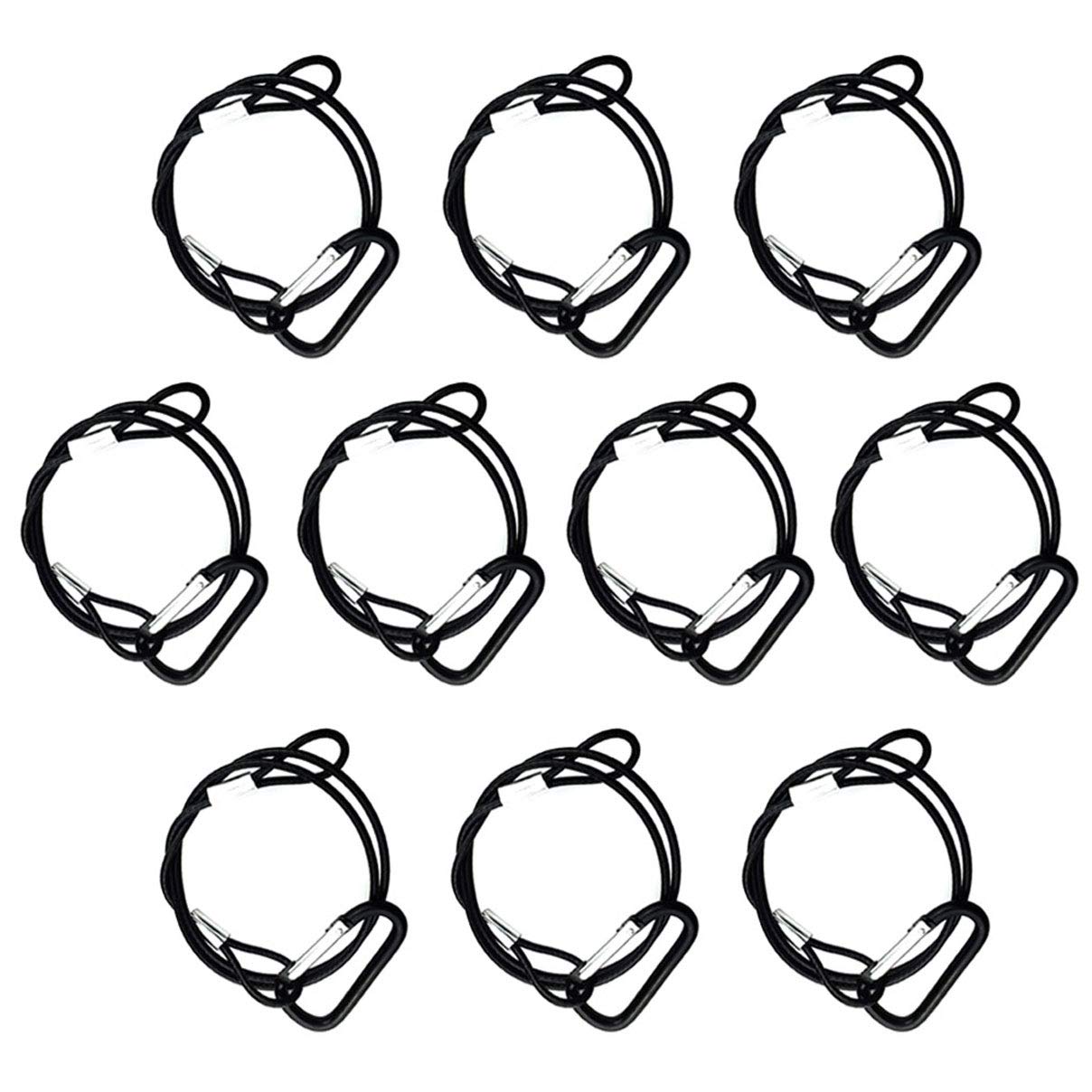 Bayyee 25.5'' Stainless Steel Safety Security Cable For Stage Lighting Par Light Moving Head Light, (2Pcs Black)