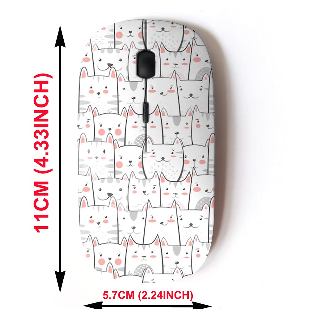 Cjcbroes 2.4G Wireless Mouse With Cute Pattern Design For All Laptops And Desktops With Nano Receiver   Cat Kitty Cute Funny