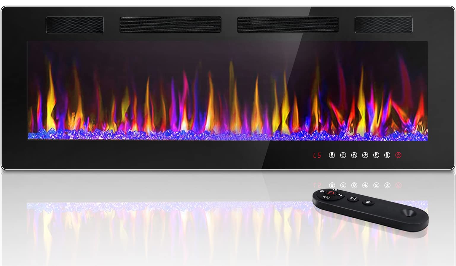 Lemberi 60 Inch Electric Fireplace Recessed And Wall Mounted,750/1500W Fireplace Heater And Linear Fireplace With Touch Screen C