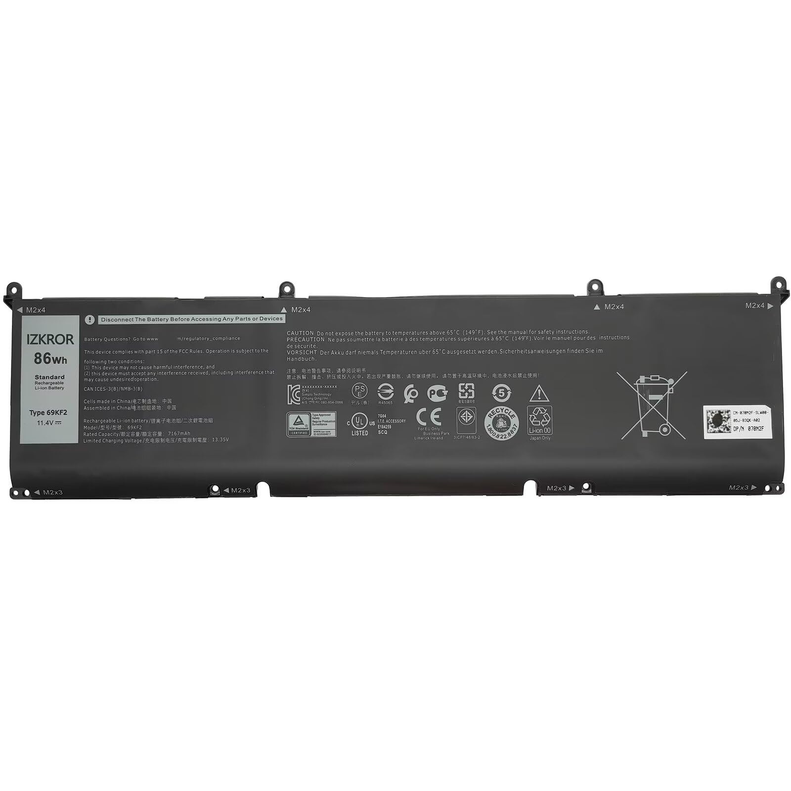 Izkror 69Kf2 86Wh Battery Replacement For Dell Alienware M15 R3 M15 R4 M15 R5 M15 R6 M15 R7 M17 R3 M17 R4 Precision 5550 5560 Xp