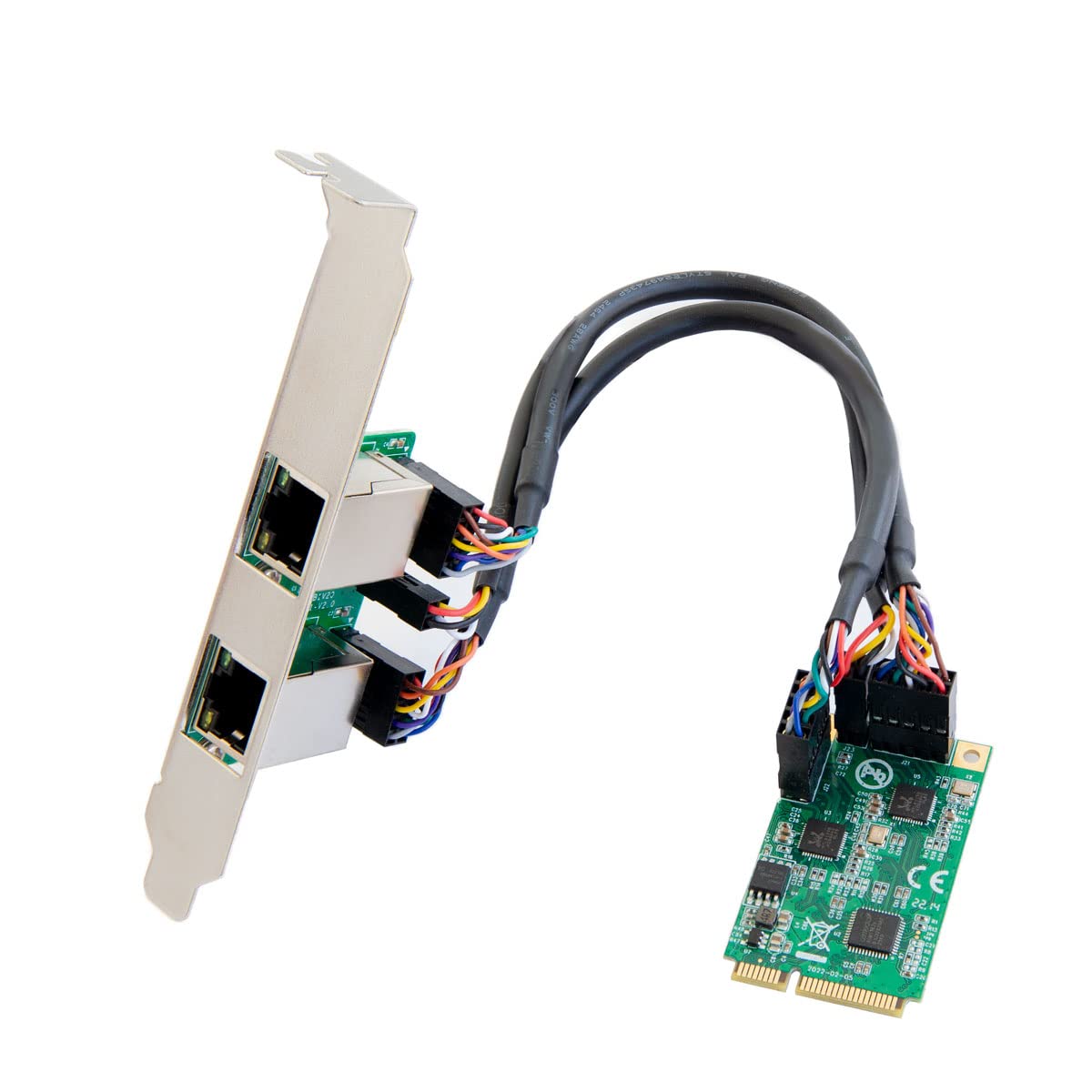 IO CREST Dual 2.5 Gigabit Mini PCIe Ethernet Network Expansion Card, Green (SI-MPE24079)