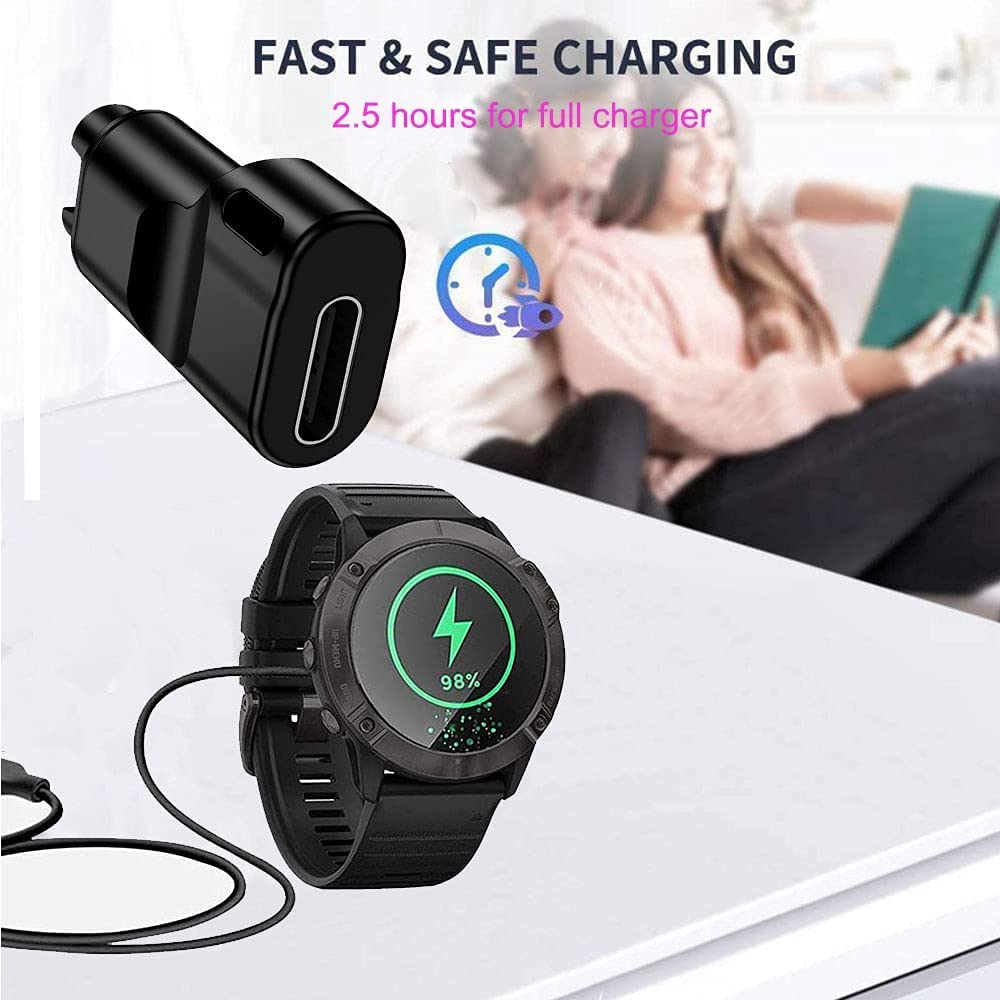 Garmin Watch Charger To Type C Adapter, 2Pack Compatible With Garmin Fenix 7/7S/7X/6S/6/6X/5S/5/5X, Instinct 1/2/2S/Tide/Tactical, Forerunner, Vivomove,Vivoactive,Venu Series And More