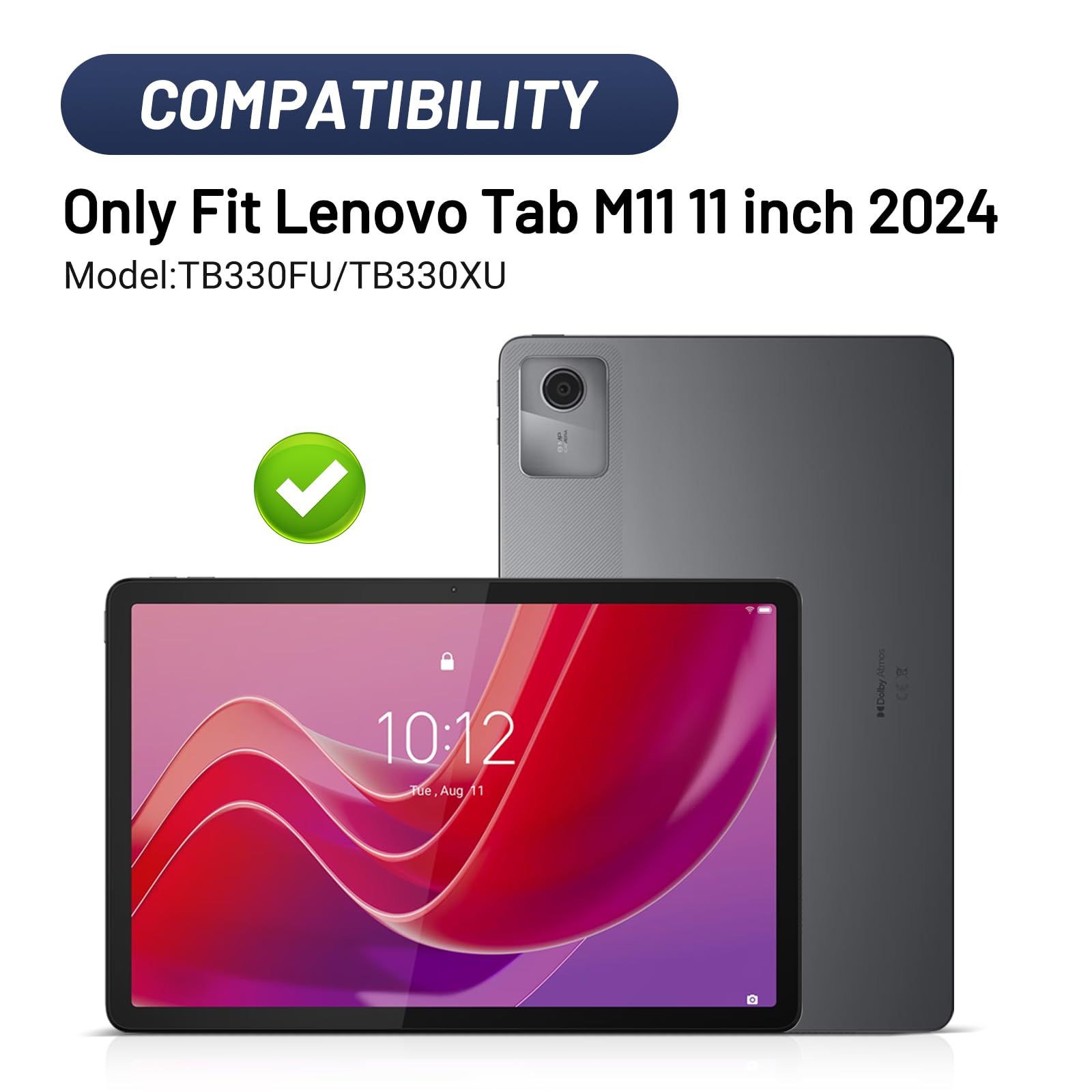 Simpleway Kid Case For Lenovo Tab M11 2024 Release 11Inch Model(Tb330Fu/Tb330Xu), Lightweight Multi Angle Shockproof Protective