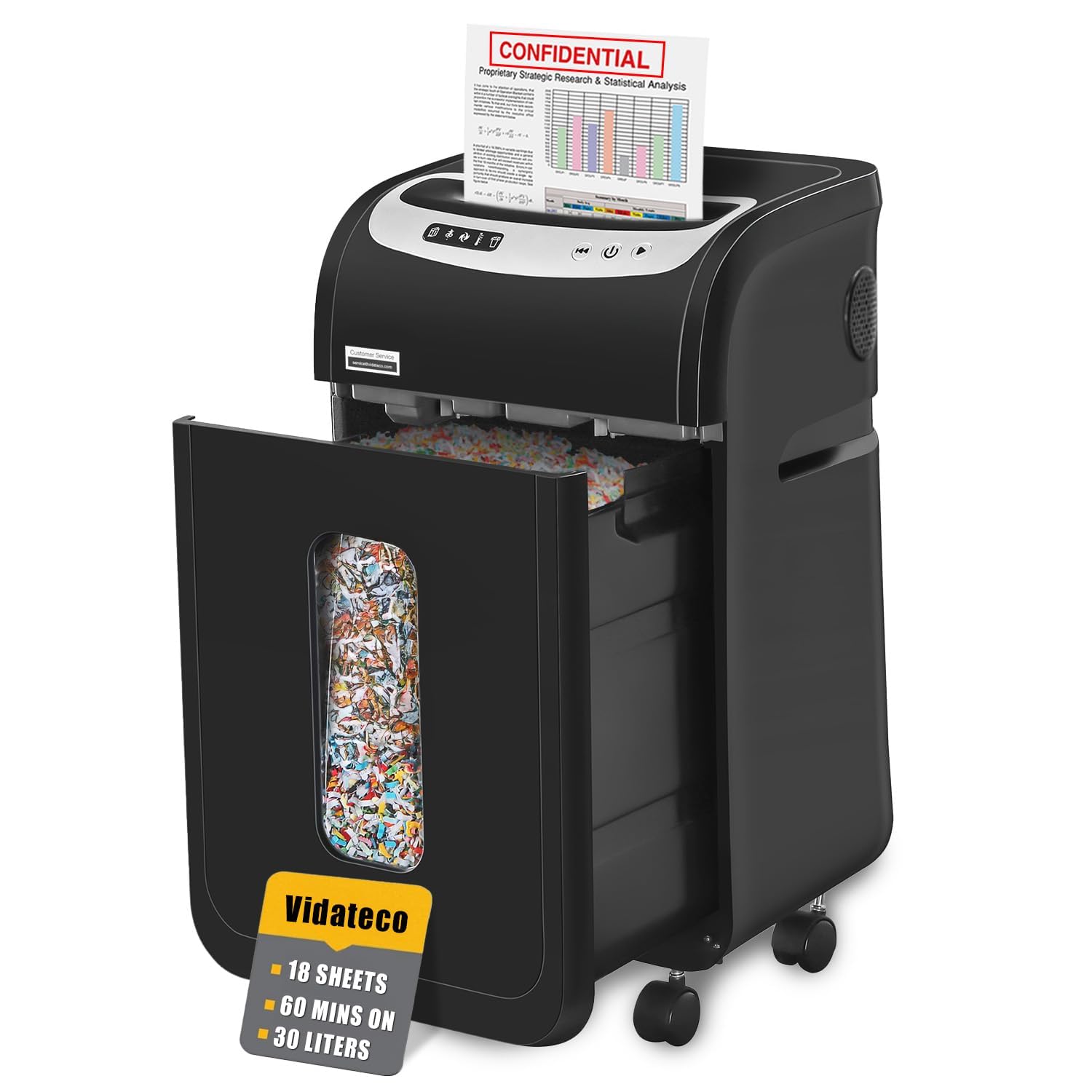 Vidateco MicroCut Paper Shredder Heavy Duty, 60Minute 18Sheet Shreds Paper/Card/Staple/Clip Paper Shredding Machine For Home