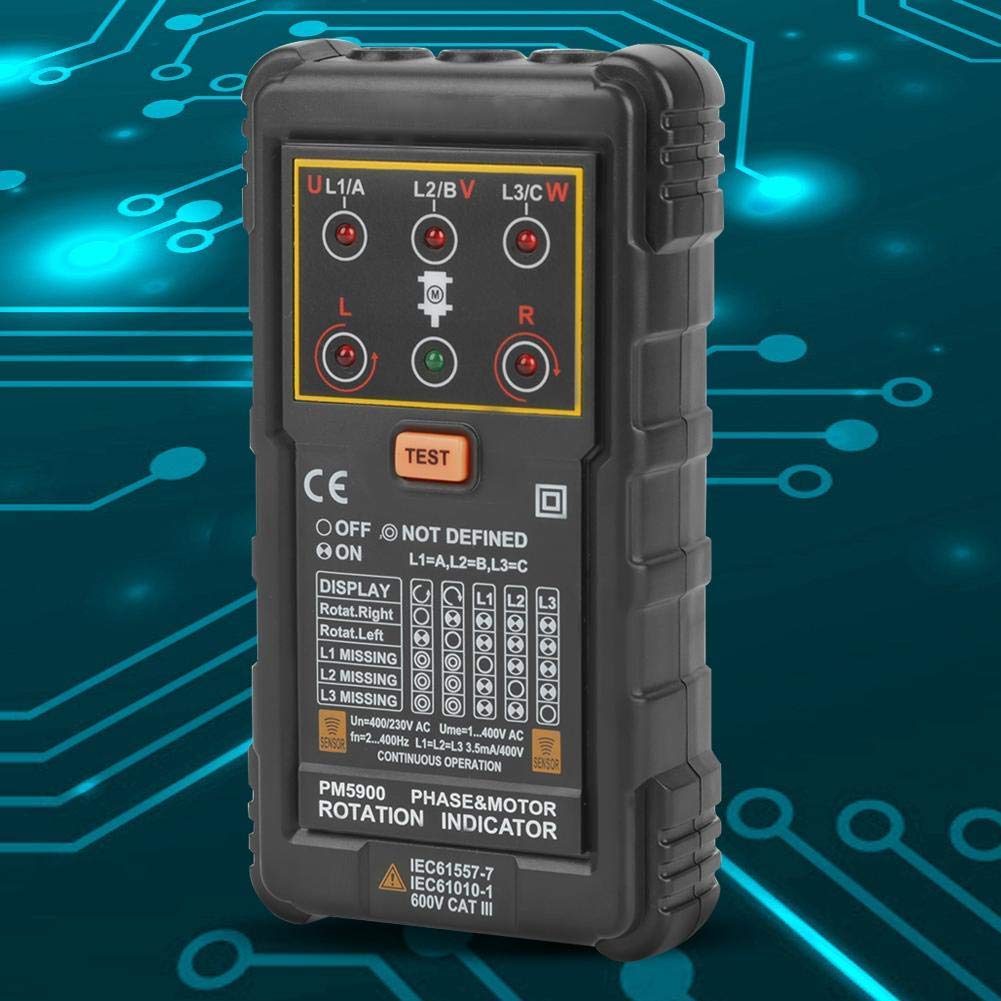Motor Rotation Tester, Pm5900 Portable Handheld Three Phase Motor Rotation Indicator Tester