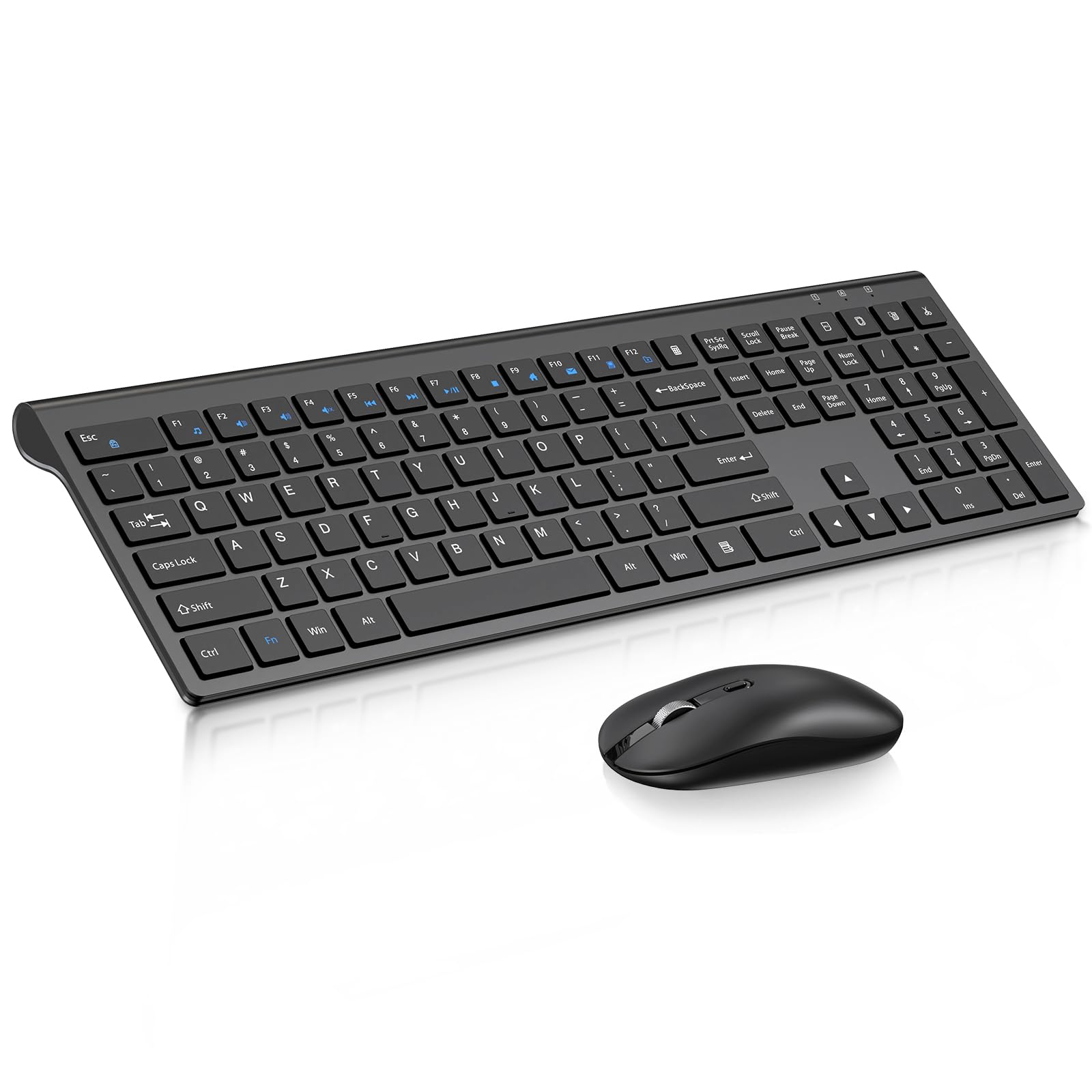 Cimetech Wireless Keyboard And Mouse Combo, 2.4G Usb Full Size Wireless Computer Keyboard And Adjustable Mouse For Computer/Laptop/Pc/Mac/Windows   Black
