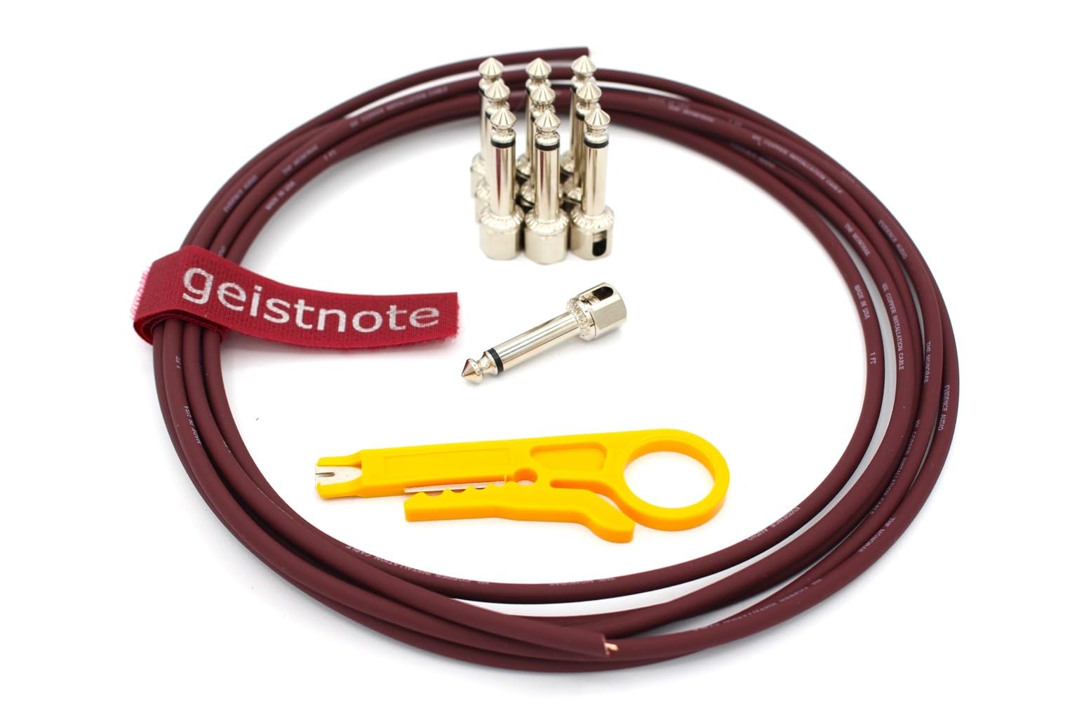 Geistnote'S Evidence Audio The Monorail, Burgundy Cable, Sis (Solderless) Pedalboard Kit   10 Sis Plugs/20 Feet Of Burgundy Mono
