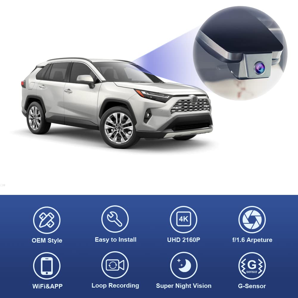Fitcamx 4K Dash Cam Suitable For Toyota Rav4 2022 2023 2024 Le Limited Se Adventure Xle Premium Xse (Model B) With Vent Hole, Oe