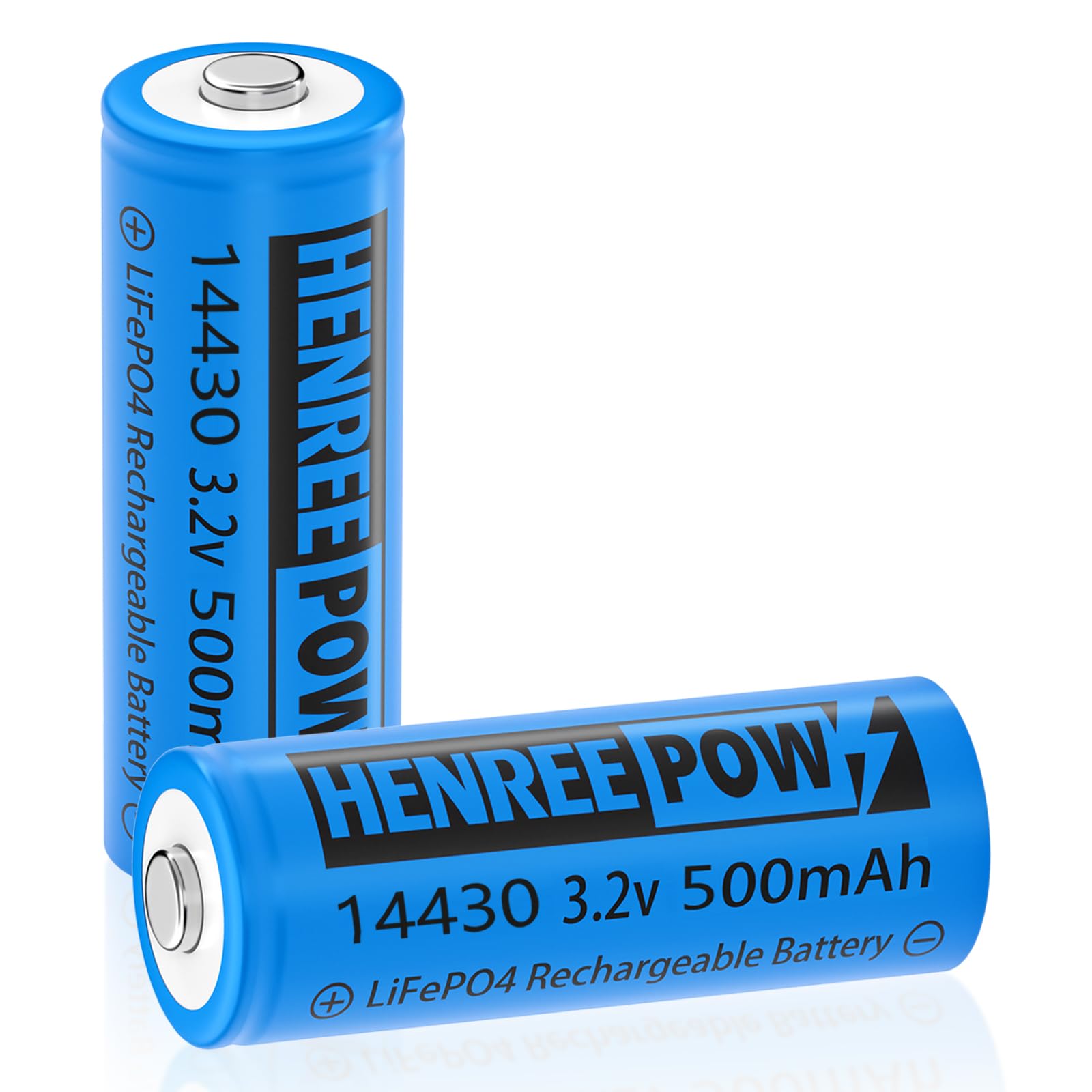 Henreepow 14430 LiFePo4 3.2v Rechargeable Solar Batteries, 500mAh LiFePO4 Battery for Outdoor Solar Garden Lights, Shaver, Flash