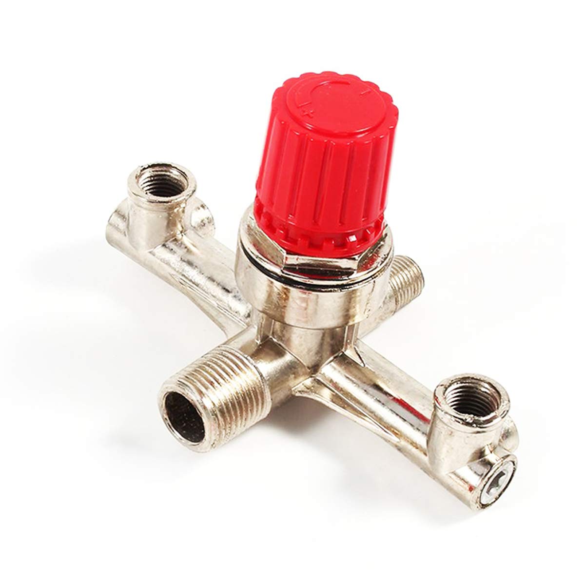 Comok Double Outlet Tube Zinc Alloy Air Compressor Fittings Red Cap Regulator Pressure Valve Switch Manifold Part Accessories