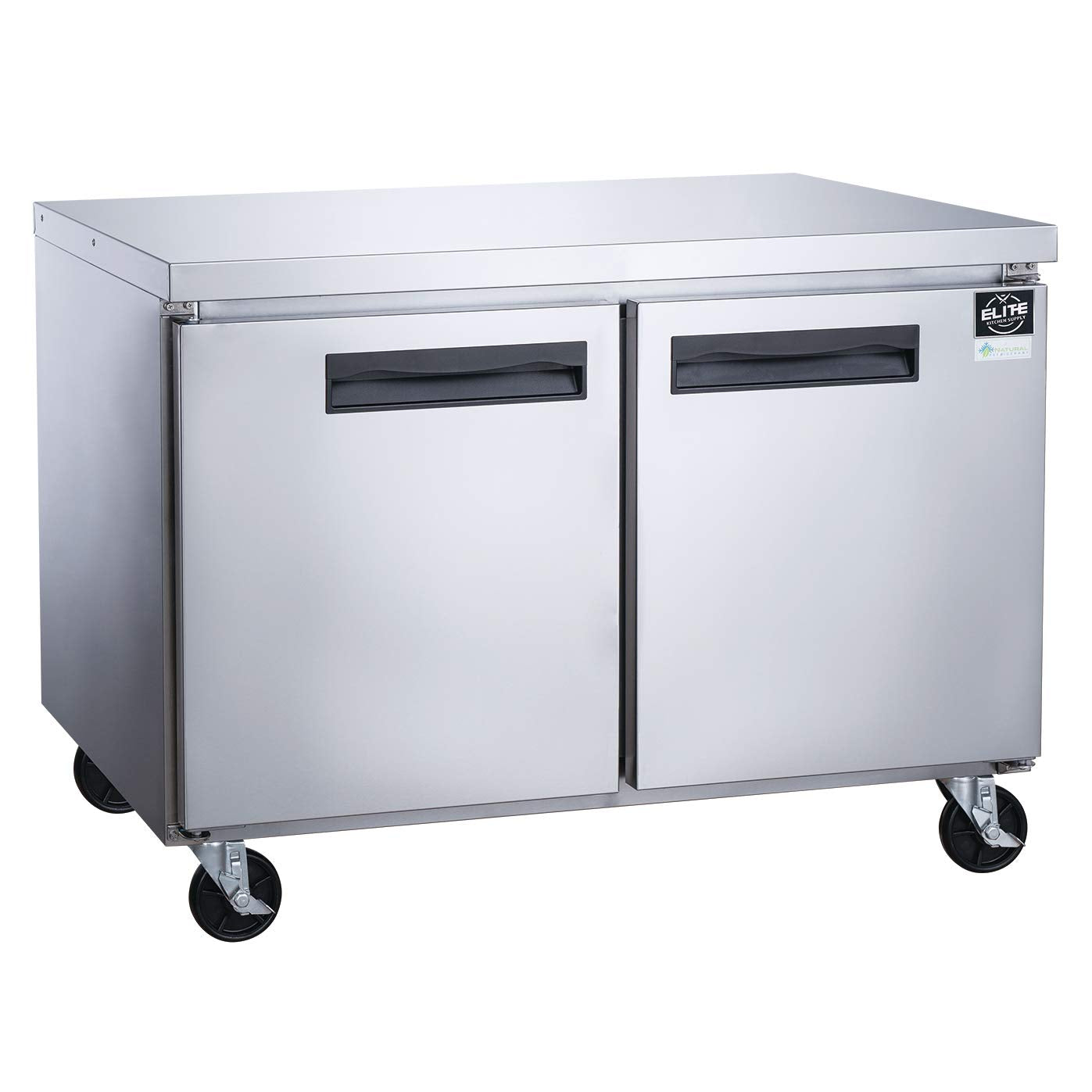 Commercial Undercounter Freezer, ETL 2-Door Upright, 48.125 W 12.2 cu. ft. Auto-Defrost, Stainless Steel Restaurant CD-48UCF-2
