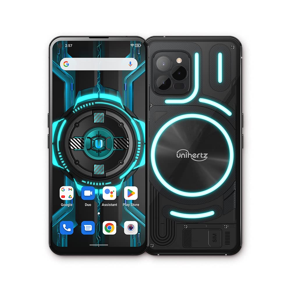 Unihertz Luna, 8Gb + 256Gb Transparent Back Designed Light Emitting 4G Smartphone 108Mp 5000 Mah Android 12 Phone Black (Support