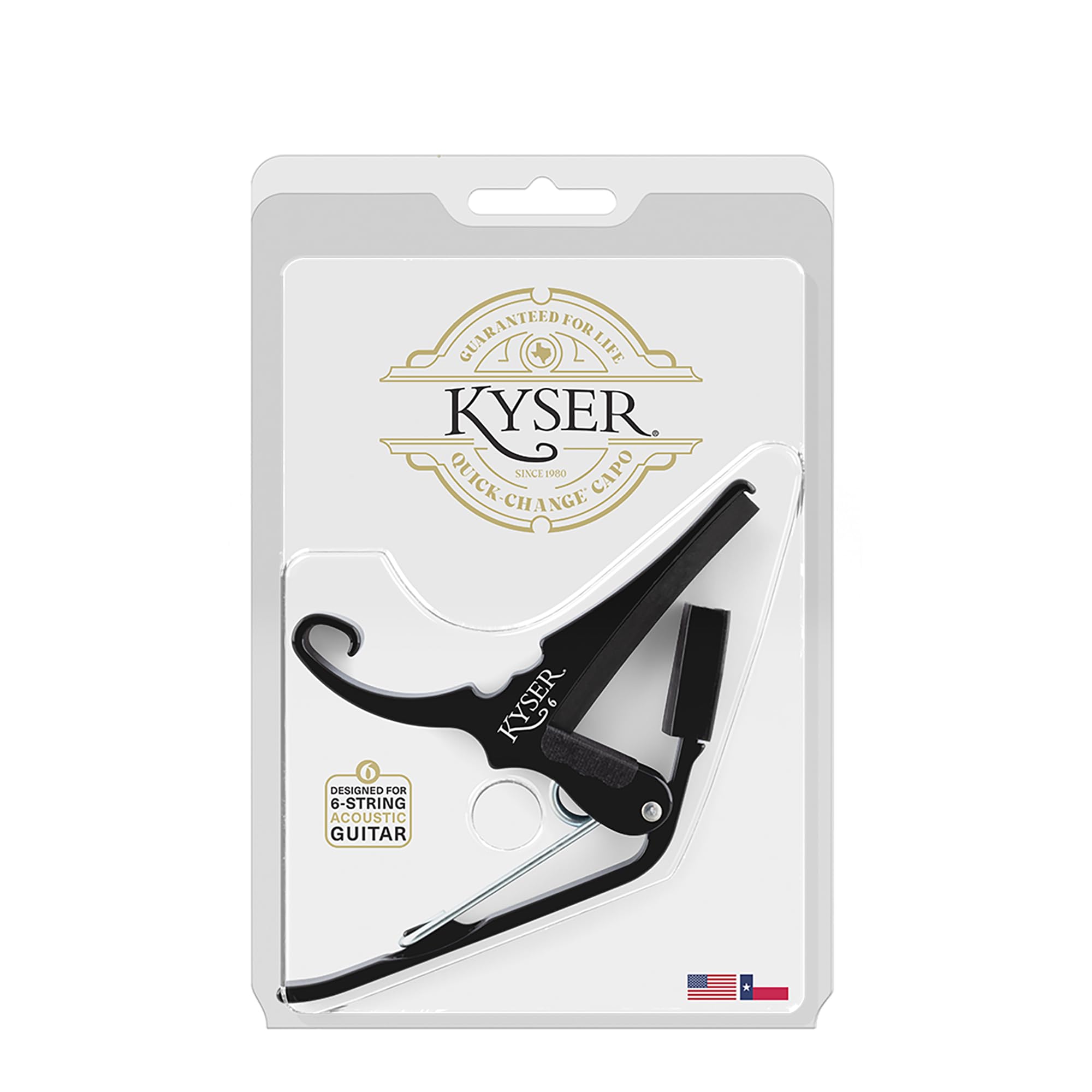 Kyser Quick-Change Guitar Capo For 6-String Acoustic Guitars, Black, Kg6Ba