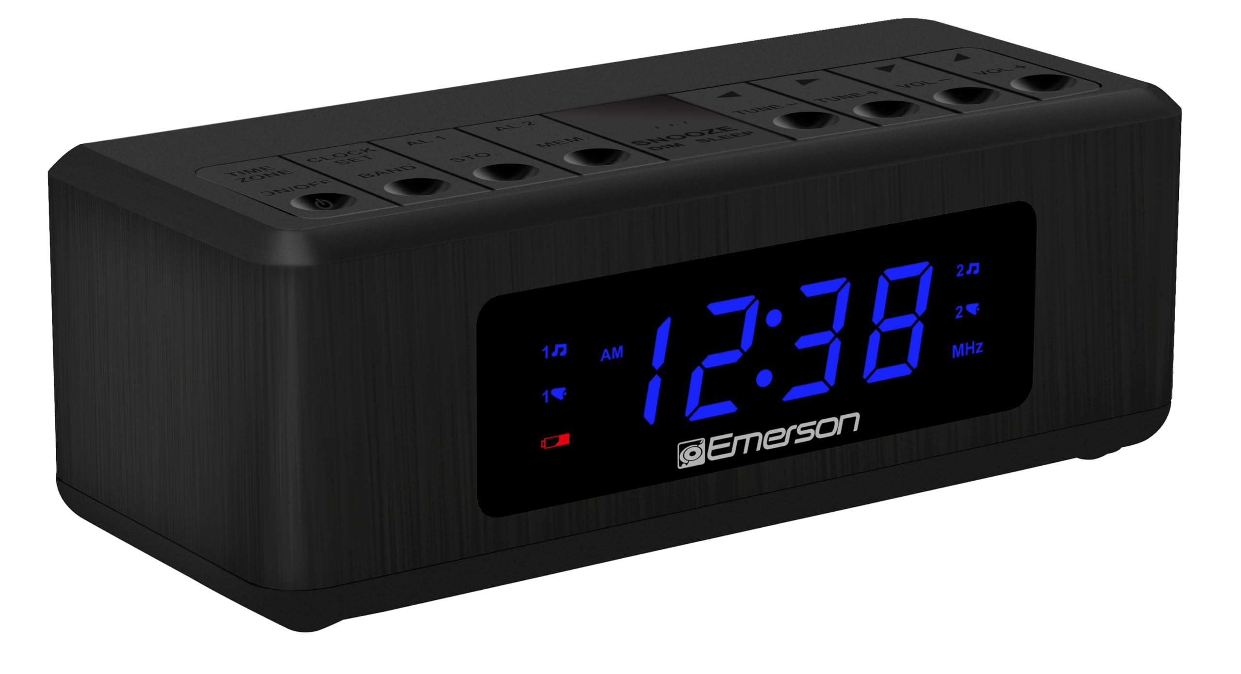 Emerson CKS2023AM/FM Dual Alarm Clock Radio with 0.6 Blue LED Display, 4Level dimmer, and Wake to Radio/Buzzer Alarm, Black