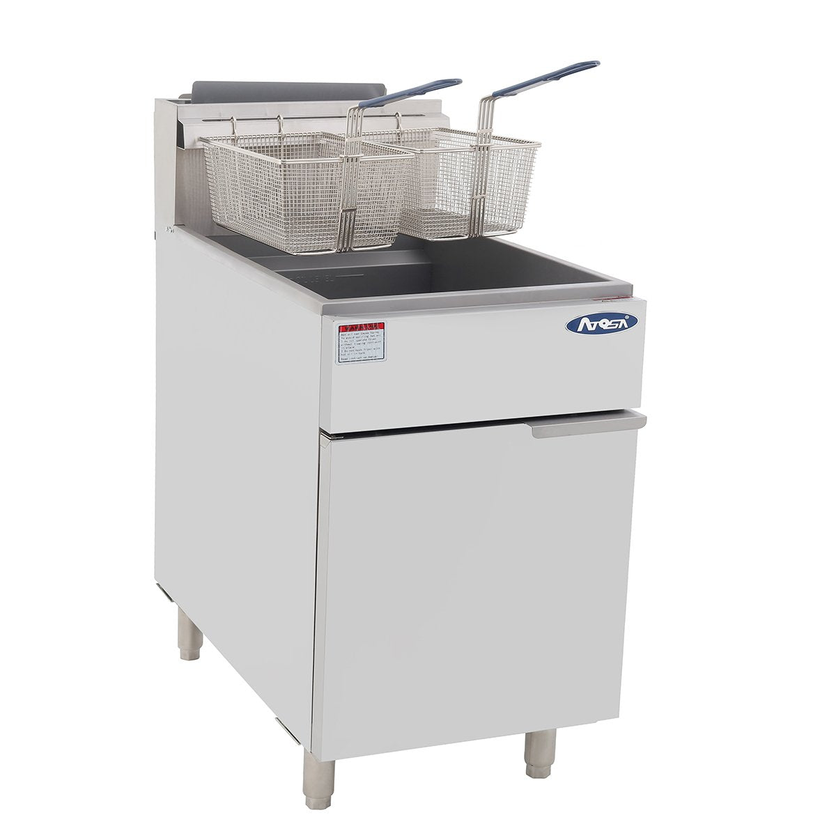 Atosa CookRite ATFS-75-LP 75 lbs Free Standing Floor Fryer with Temperature Control | 4 Cast-Iron Vertical Burner Tubes | 2 Remo