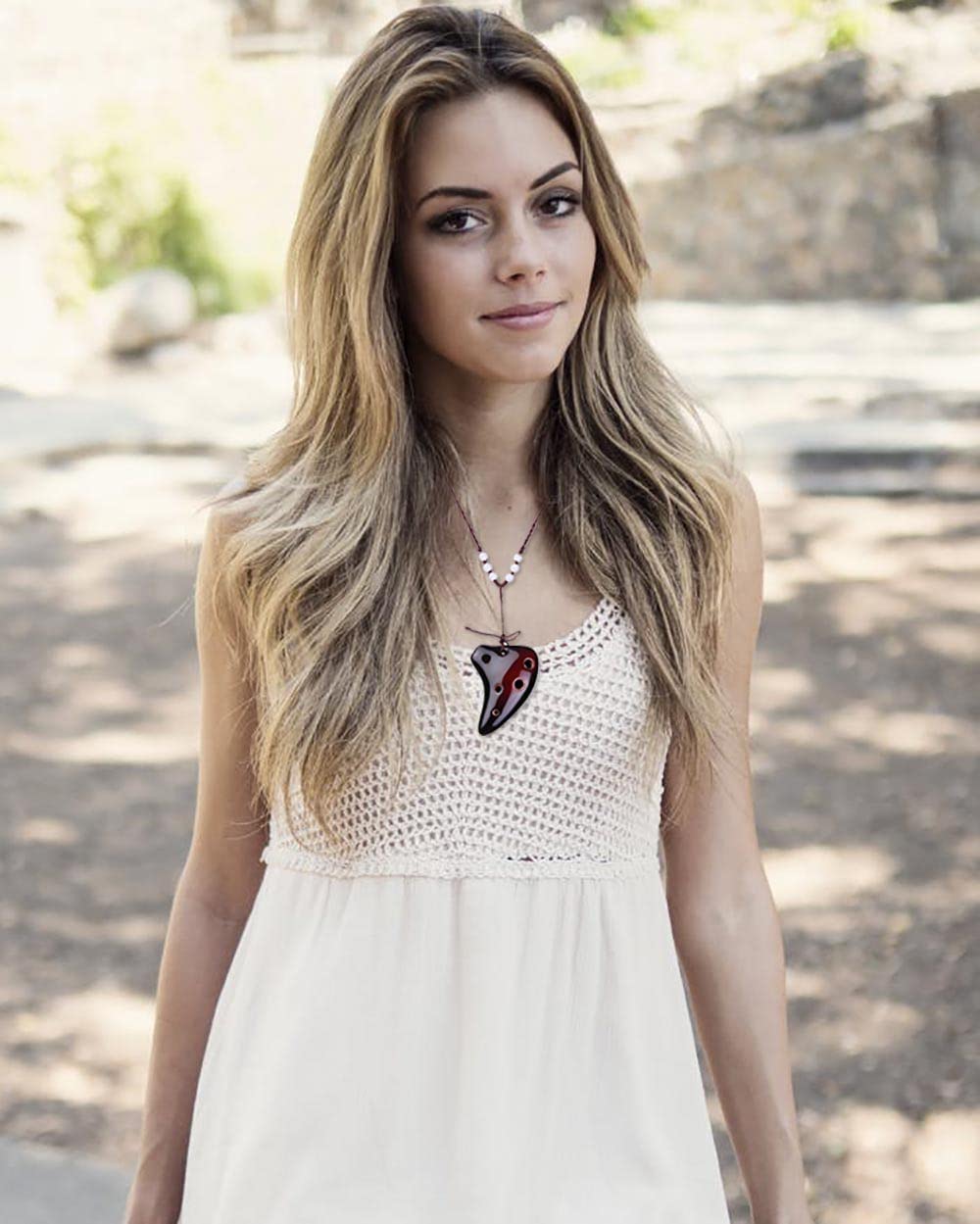 L'Ms 6 Hole Ceramic Strawfire Mini Ocarina With Free Tutorial Songbook (Coffee)