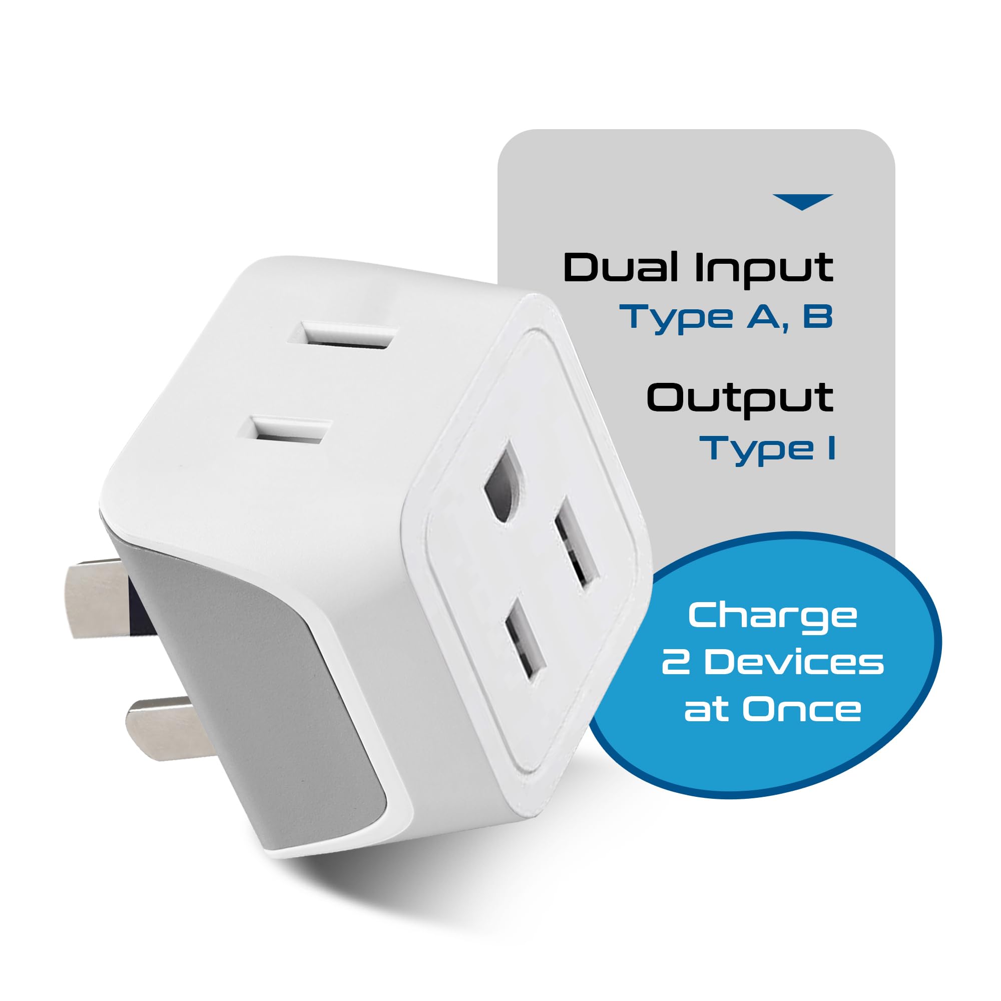 Ceptics Australia Power Plug Adapter, 2 In 1 Type I Plug Adapter, Us To Australia , China, New Zealand Power Adapter With Dual U