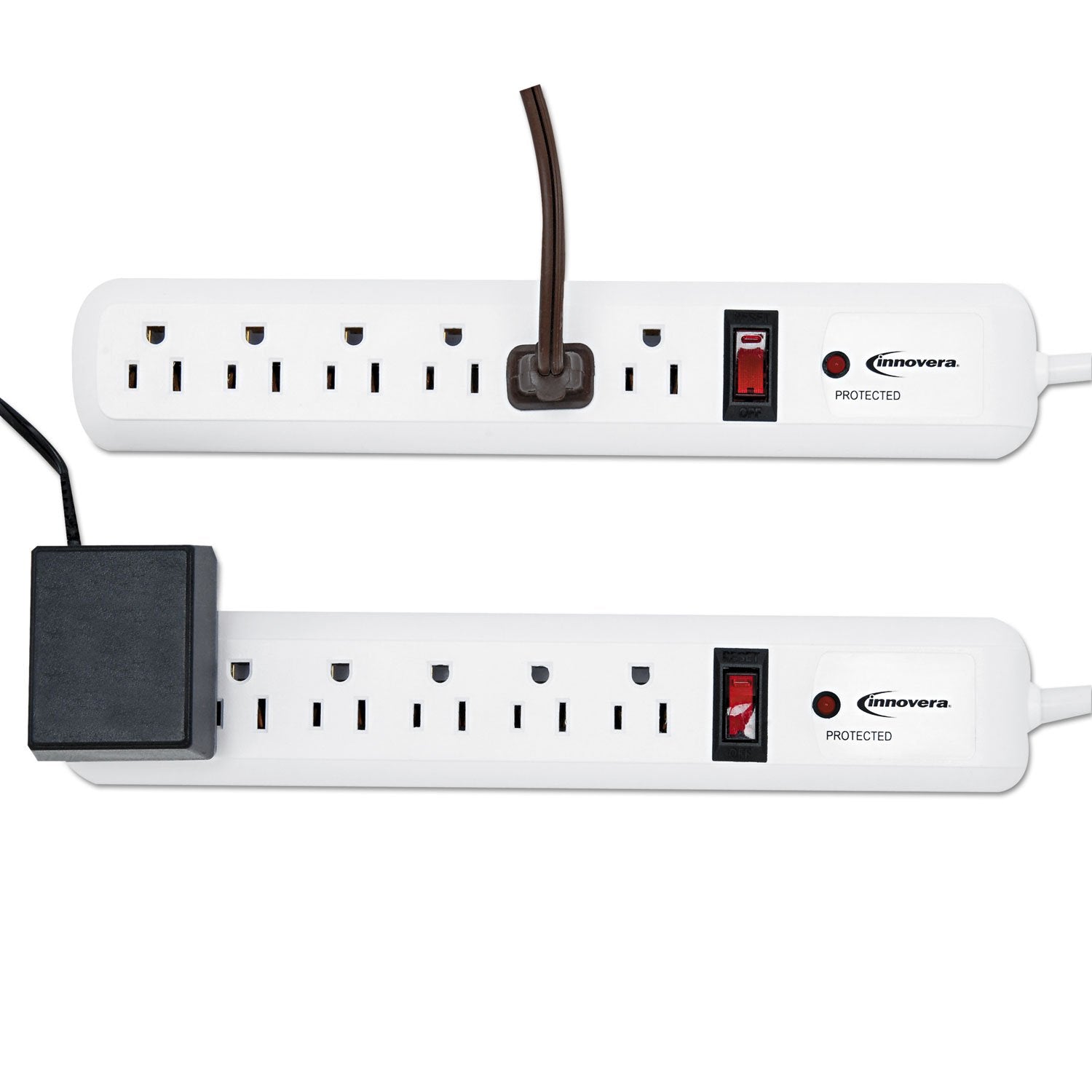 Innovera Ivr71653 6 Ac Outlets 4 Ft. Cord 540 Joules Surge Protector   White (2/Pack)
