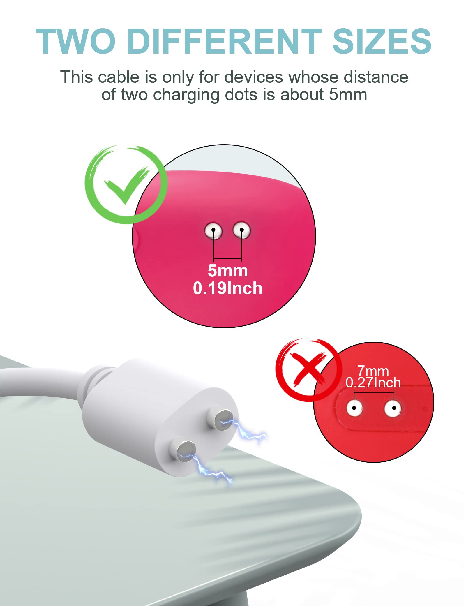 Bicmice 2.6Ft Magnetic Usb Dc Charger Cable Replacement Charging Cord (5Mm/0.2In)