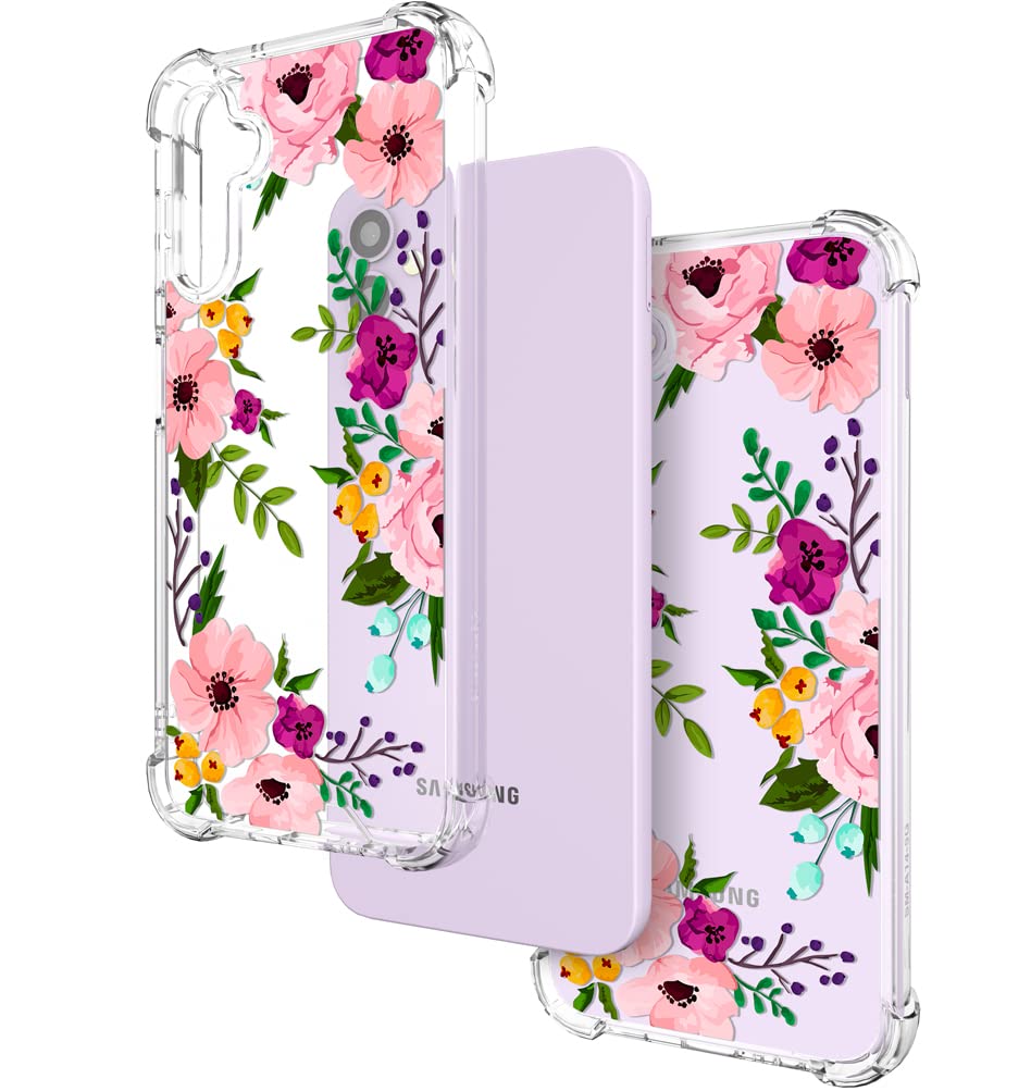 Hungo Samsung Galaxy S23 Phone Case Floral Flower Clear Design TPU Purple Peony